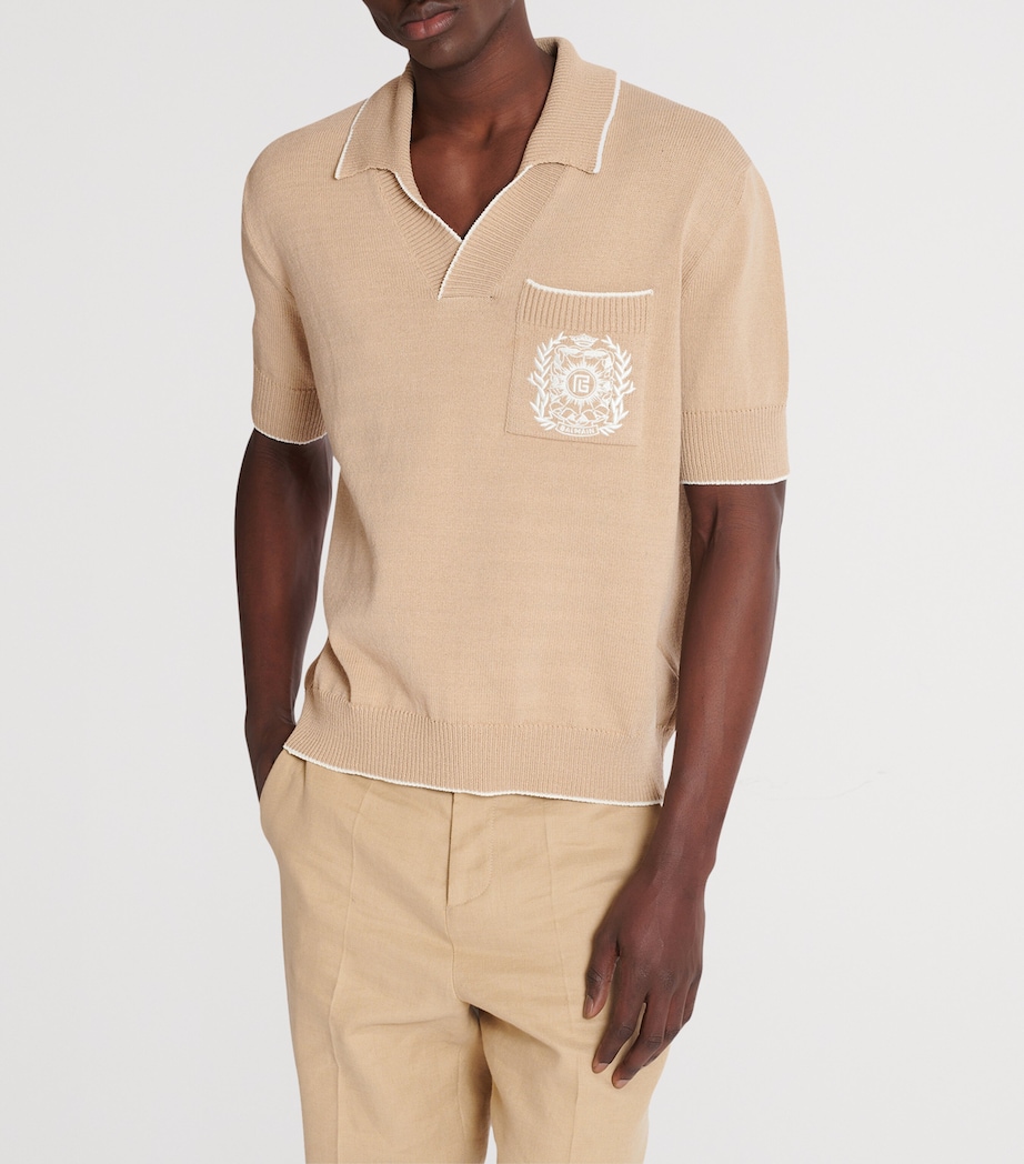 Knitted Crest-Detail Polo Shirt GMP BEIGE/NATUREL Image 2