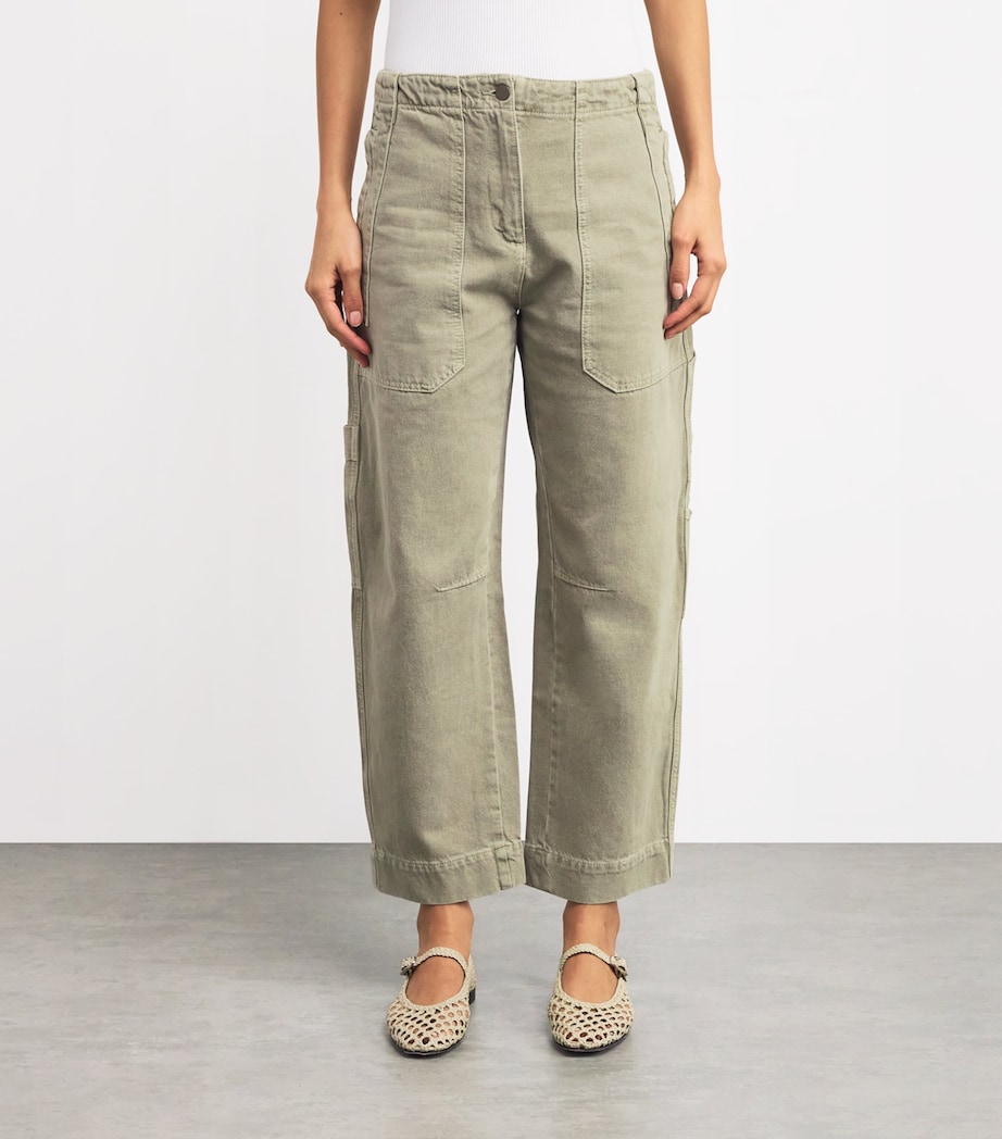 Engineered Wide-Leg Trousers PASTEL GREEN Image 3