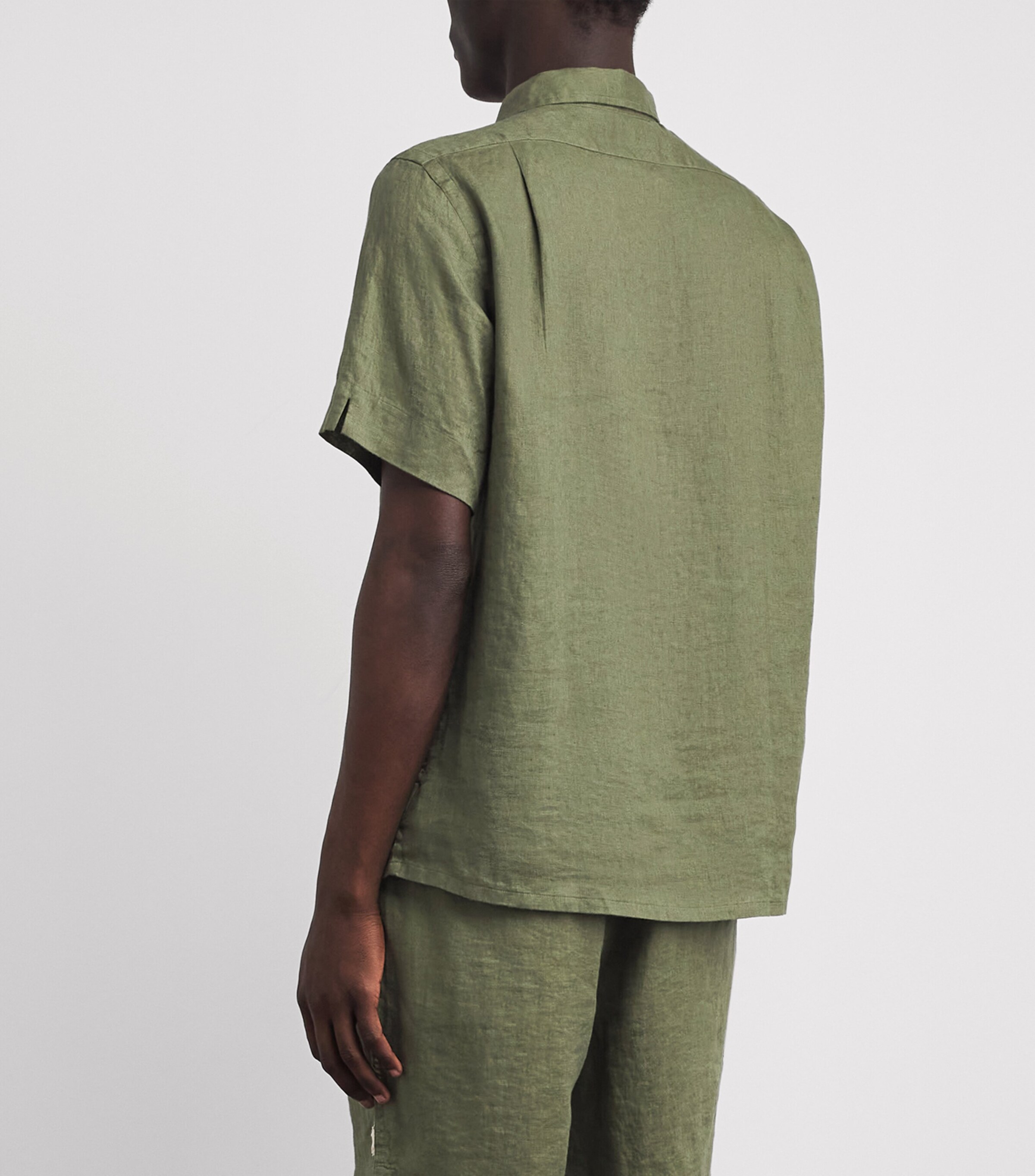 Polo Ralph Lauren Mens Linen Short-Sleeve Classic-Fit Shirt Garden Trail Image 5