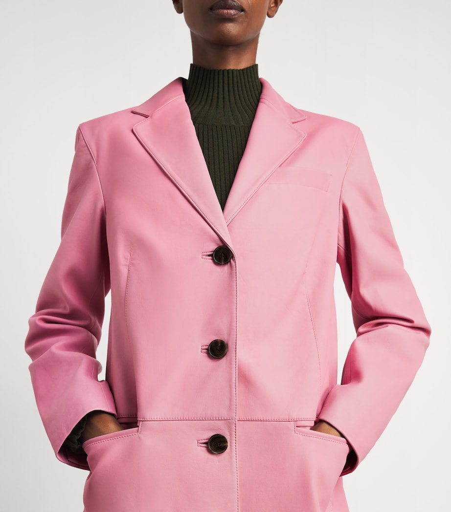 STAUD Womens Wyatt Leather Trench Coat Wrse Wild Rose Image 3
