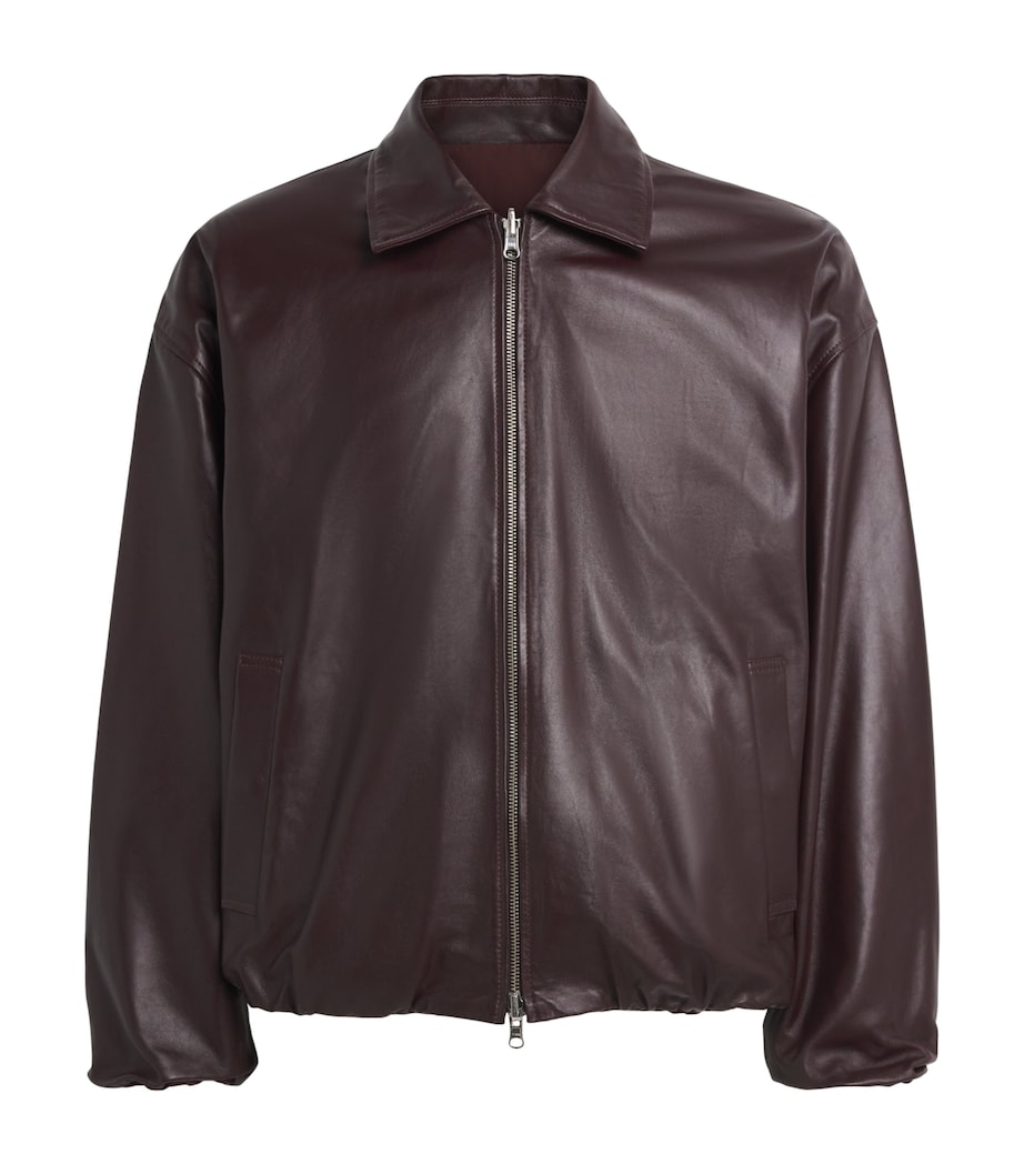 Arma Mens Reversible Backett Leather Bomber Jacket Shiraz Image 1