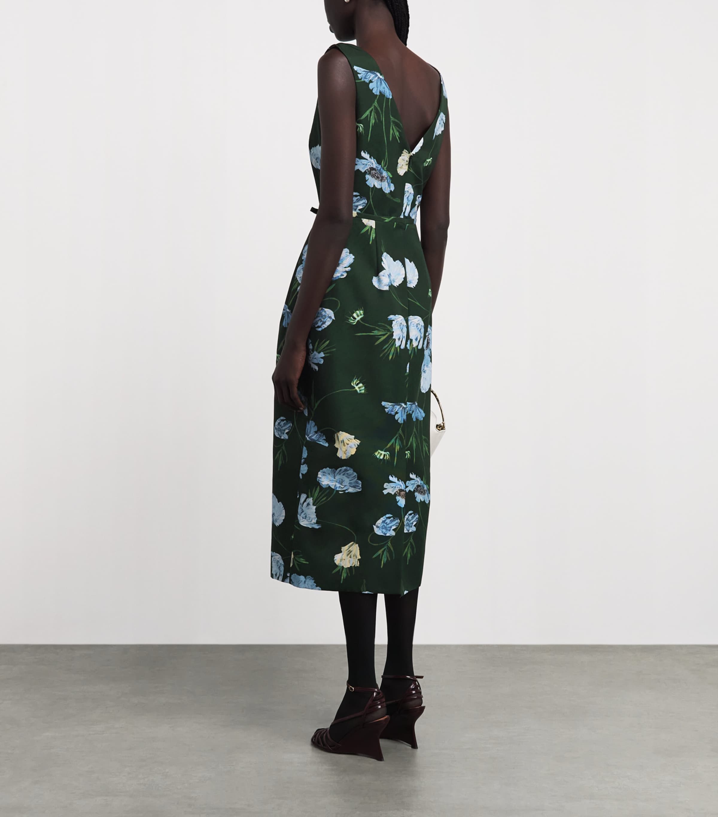 Erdem Womens Sleeveless Floral Midi Dress Blle Epq Ppy Drk Grn Image 4