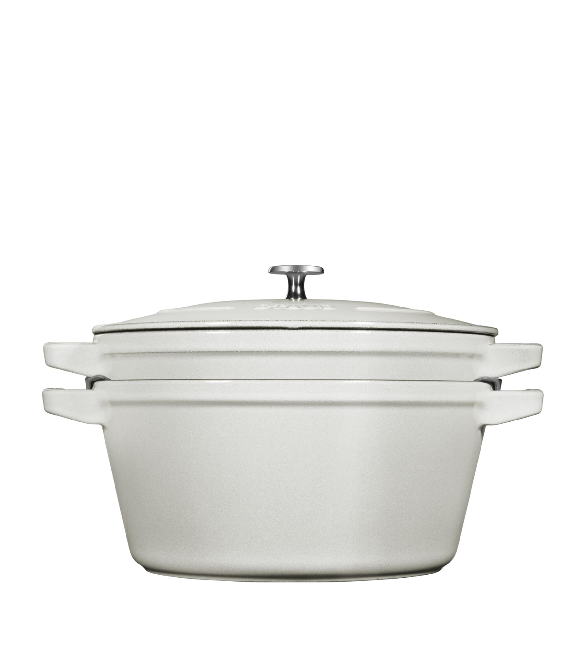 2-Piece Round Stackable Cocotte Set WHITE TRUFFLE Image 4