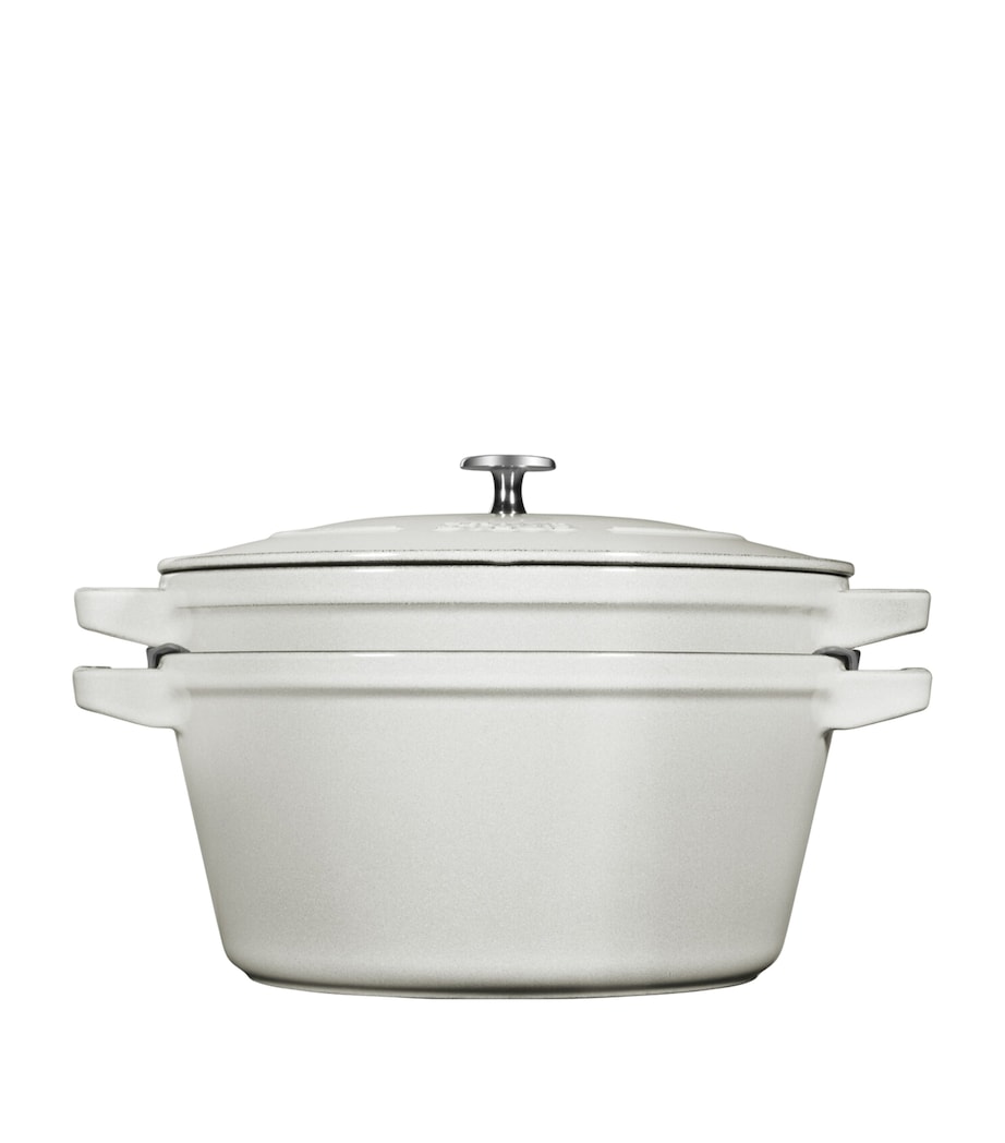 2-Piece Round Stackable Cocotte Set WHITE TRUFFLE Image 4