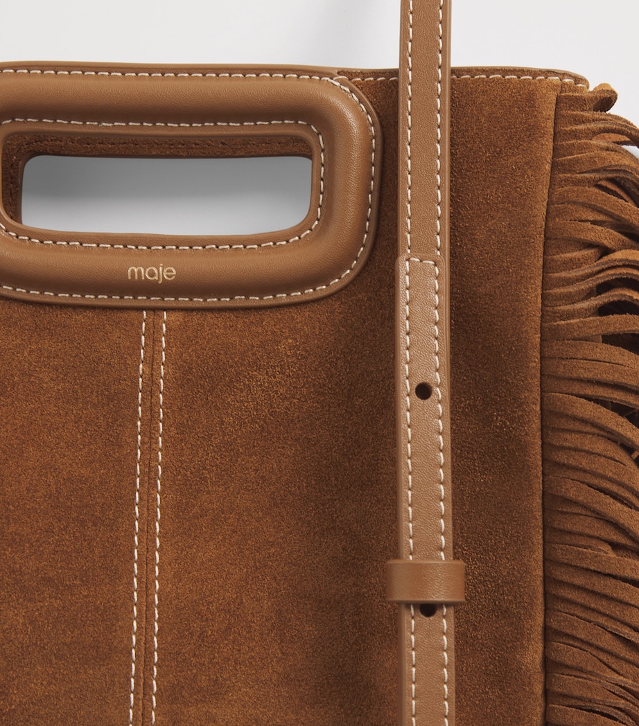 Suede Fringed M Top-Handle Bag BROWN Image 6