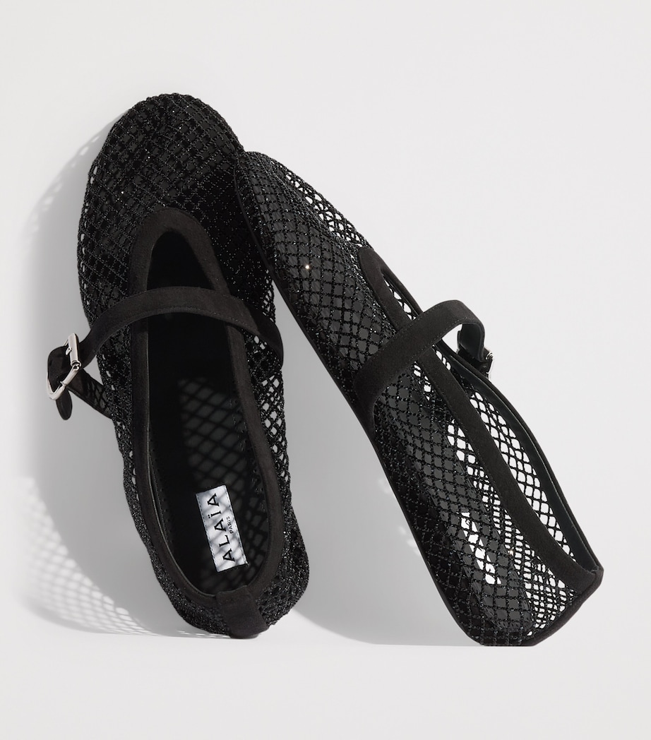 Alaïa Mesh Embellished Ballet Flats Black Image 7