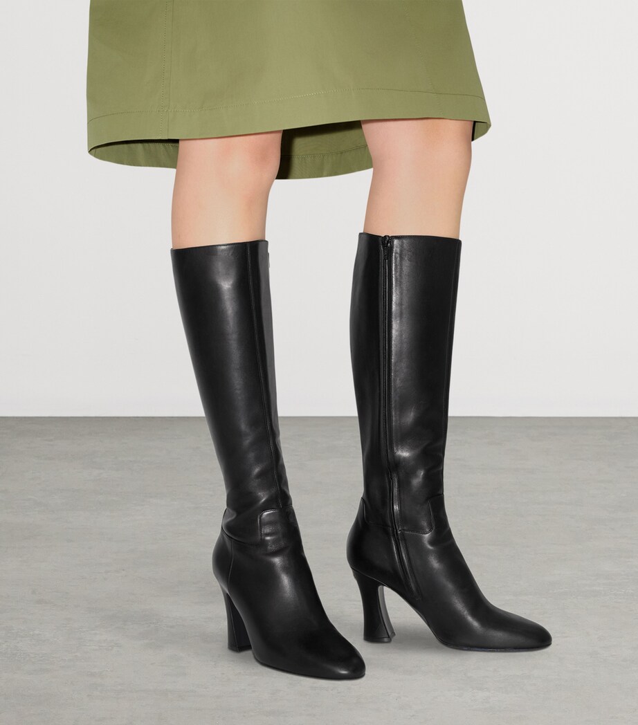 Leather Trinket Heeled Boots 90 BLACK Image 3