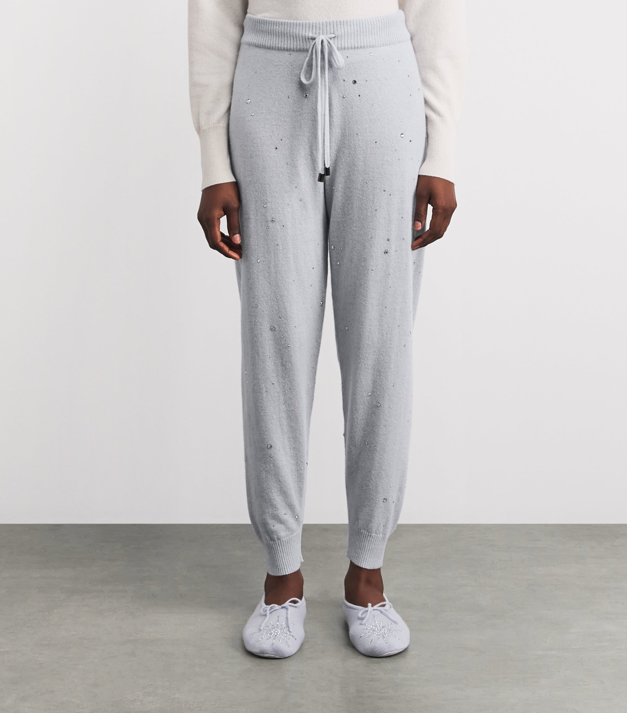 William Sharp Womens Cashmere Crystal-Embellished Sweatpants Blue Mist Blue Shade Image 4