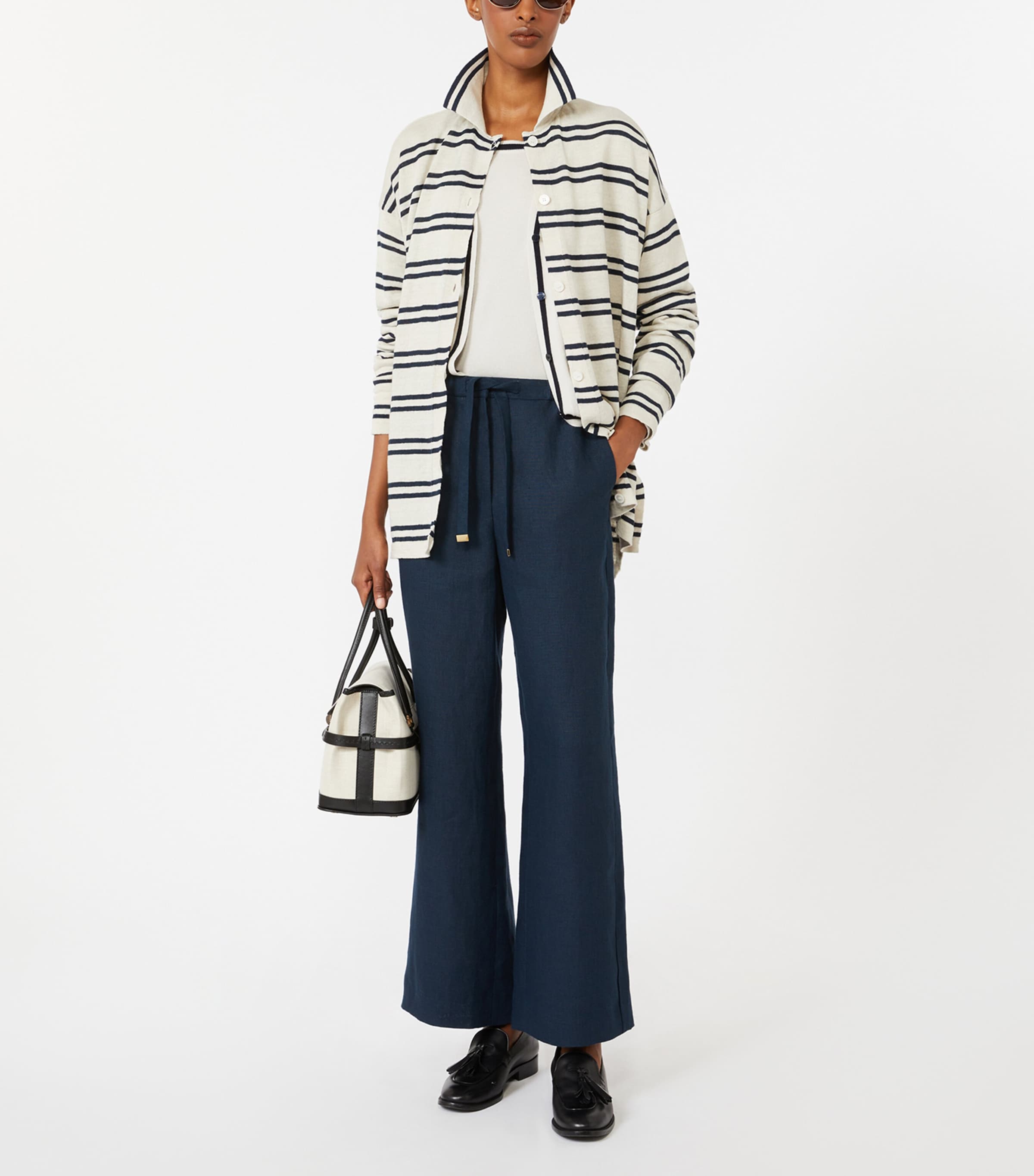 Linen Drawstring Trousers MIDNIGHTBLUE Image 4