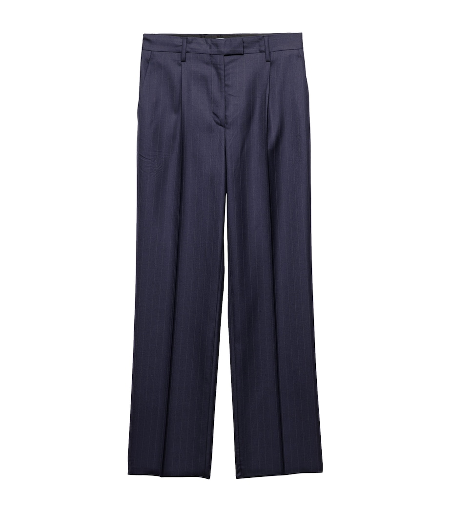 Wool Pinstripe Straight Trousers F0008 Image 1