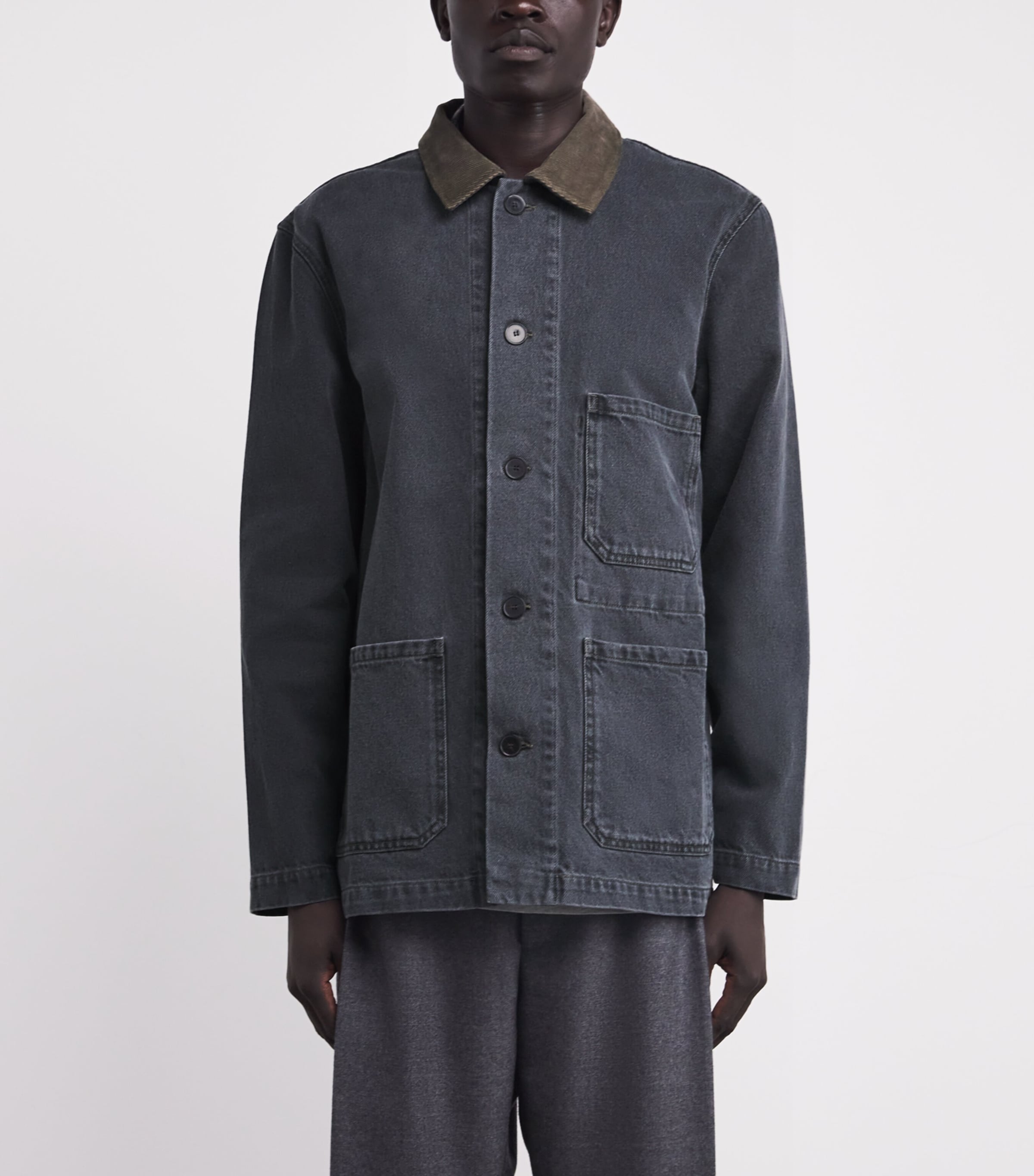 Cotton Corduroy-Collar Carlito Jacket MIDGREY/ICEDCOFFEE Image 3