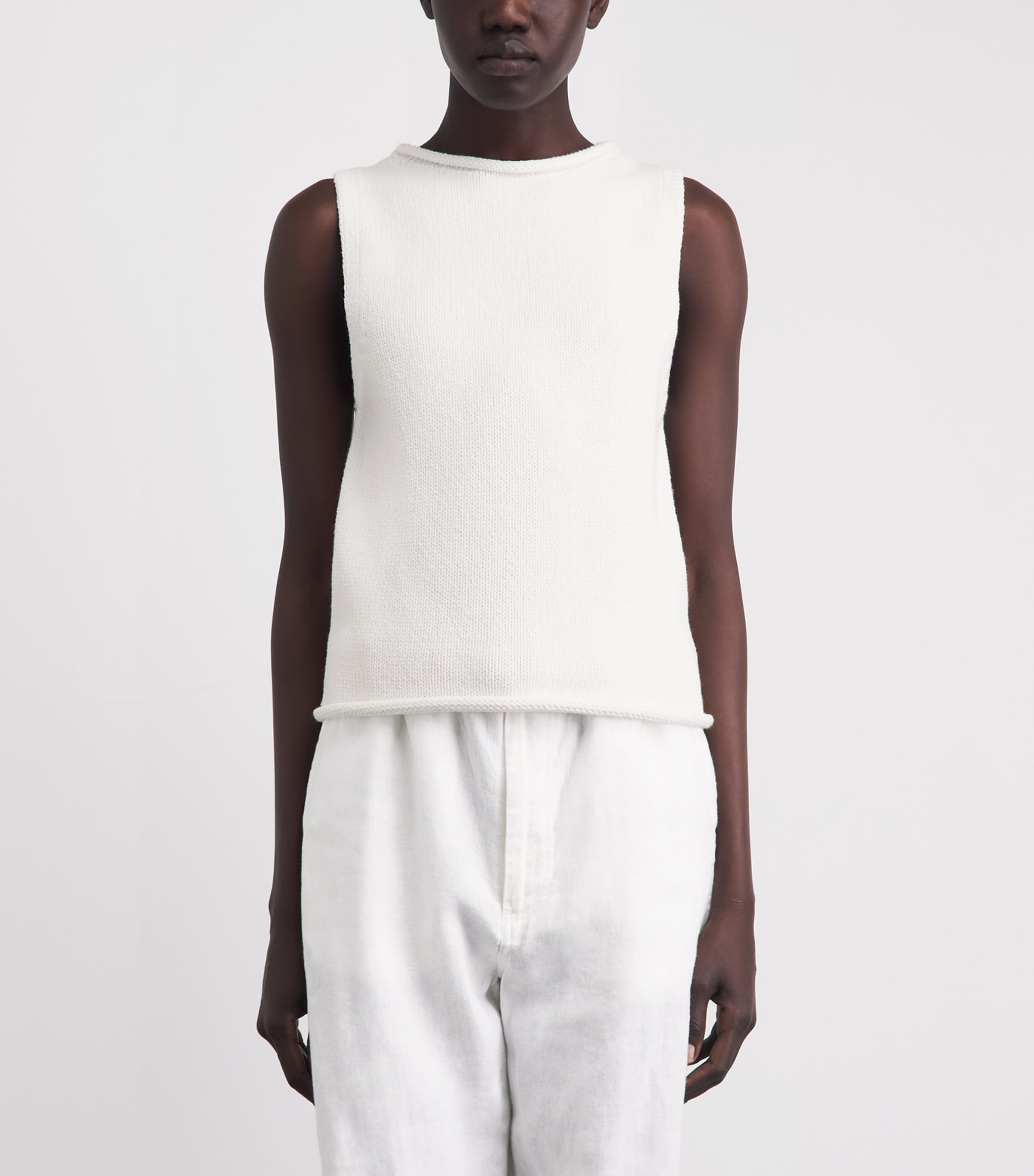 Polo Ralph Lauren Womens Linen-Cotton-Blend Sweater Vest White Image 4