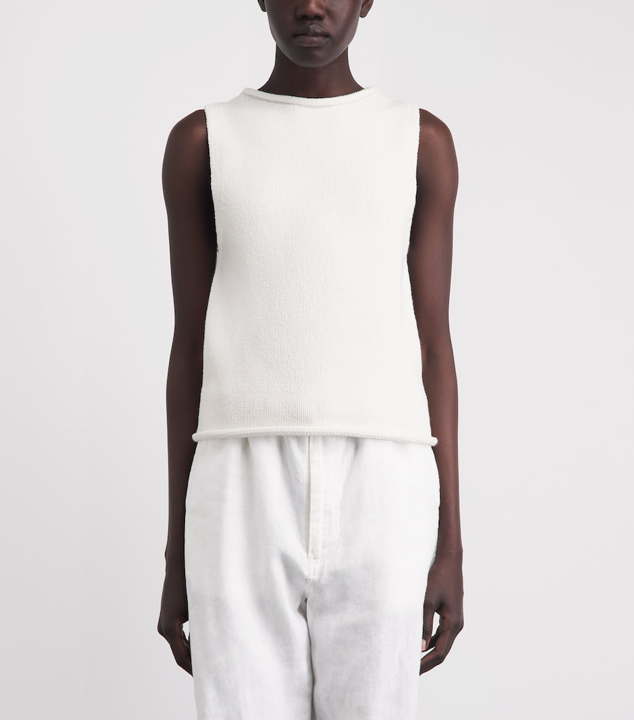 Polo Ralph Lauren Womens Linen-Cotton-Blend Sweater Vest White Image 4