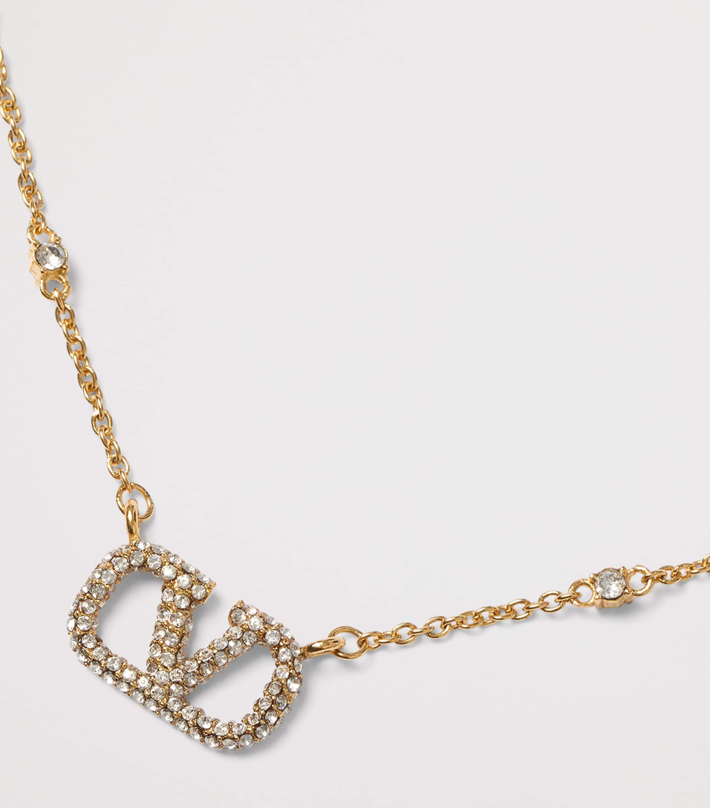 Embellished VLogo and Faux Pearl Necklace Y49 Image 5