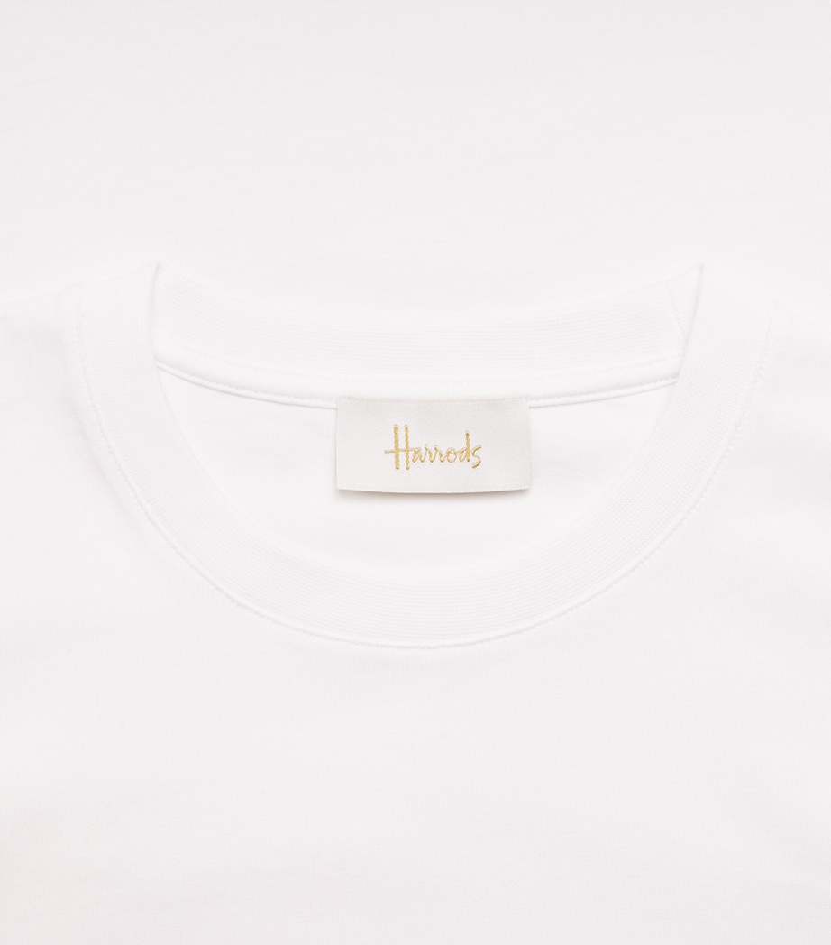 Harrods Womens Cotton Crew-Neck T-Shirt White Image 6