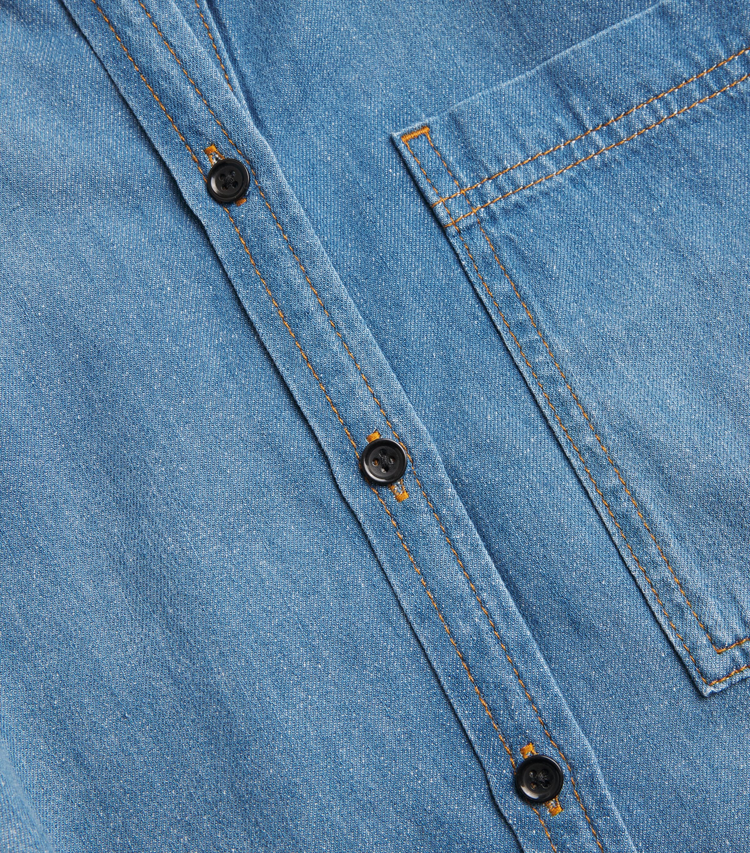 Cropped Denim Shirt WASHED MID BLUE Image 5