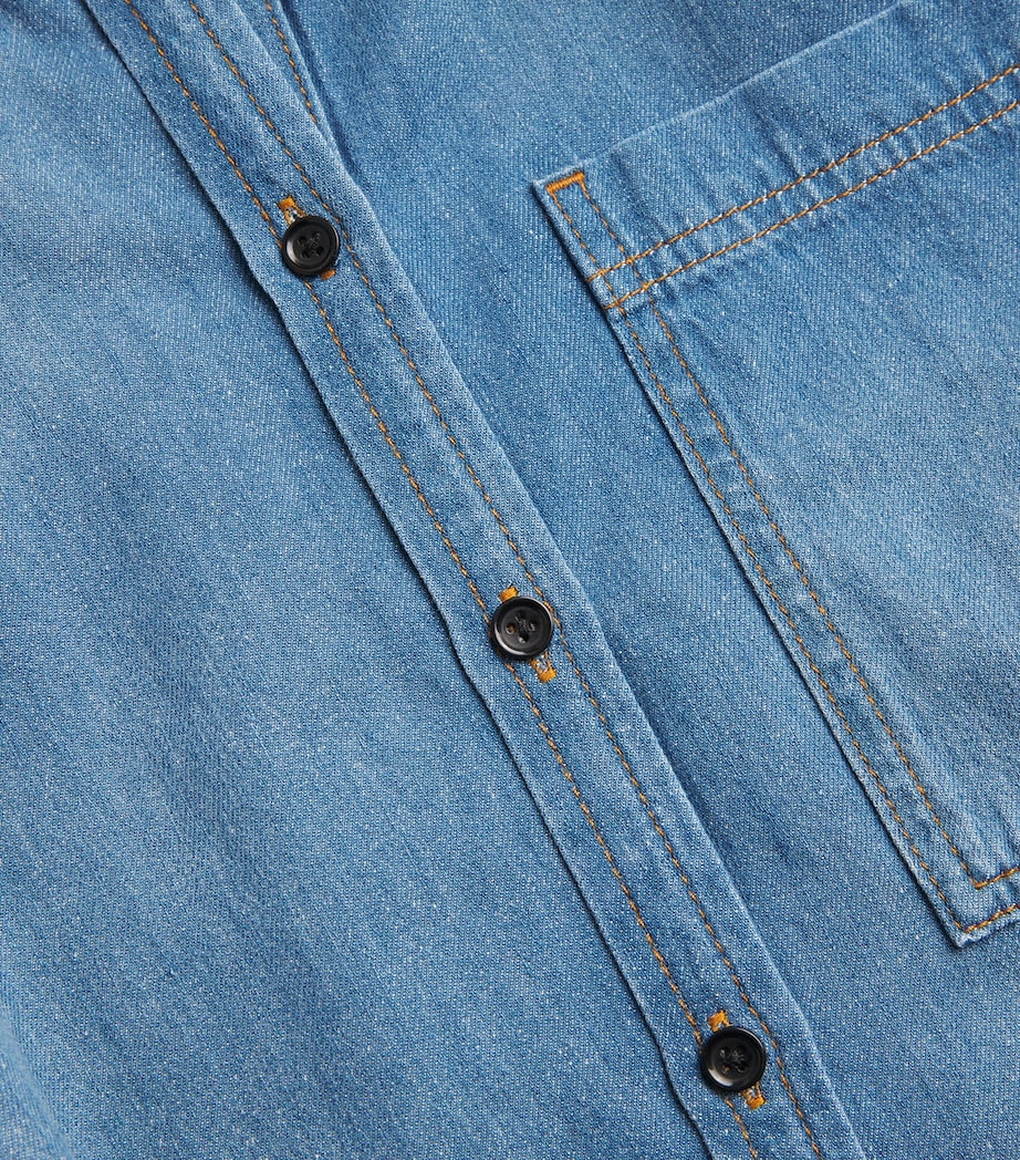 Cropped Denim Shirt WASHED MID BLUE Image 5