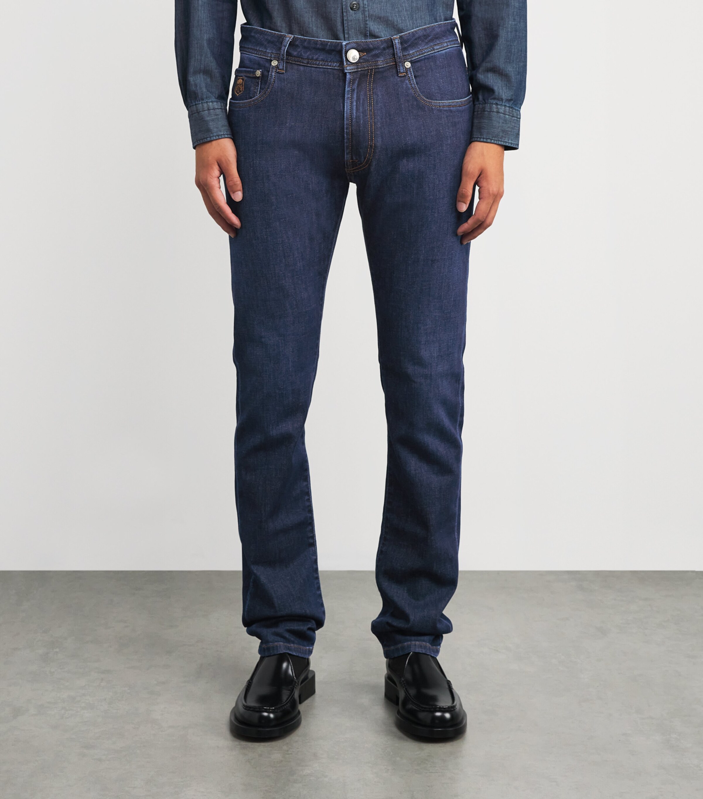 Corneliani Mens Straight-Fit Jeans Dark Blue Image 3
