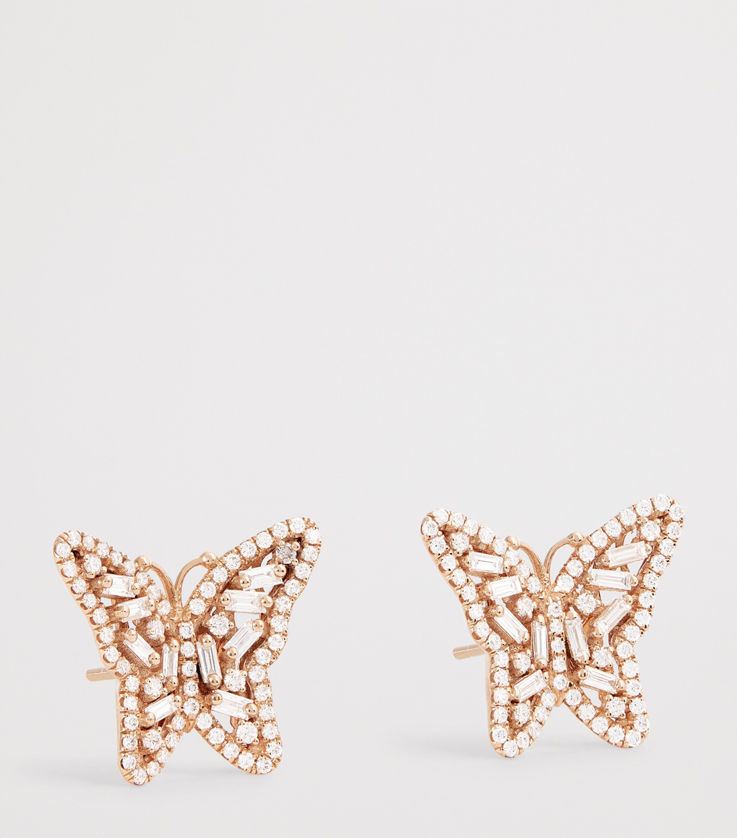 Suzanne Kalan Rose Gold and Diamond Bold Butterfly Stud Earrings Rg/wd Image 3