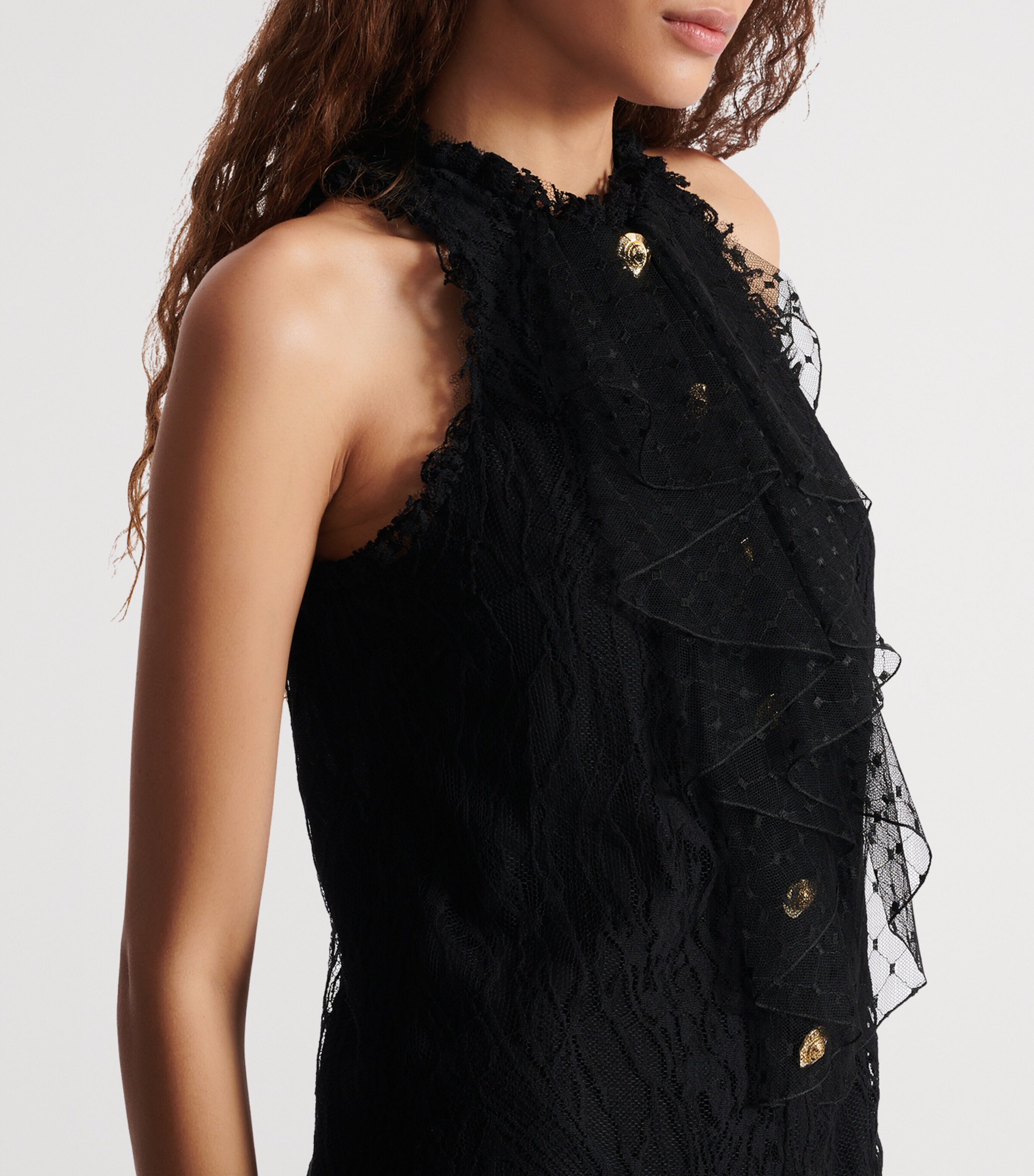 Cotton-Blend Lace and Feather Mini Dress 0PA NOIR Image 7