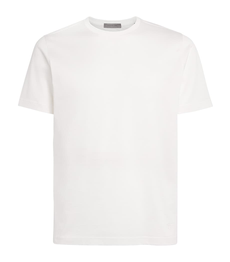 Corneliani Mens Cotton T-Shirt Optical White Image 1