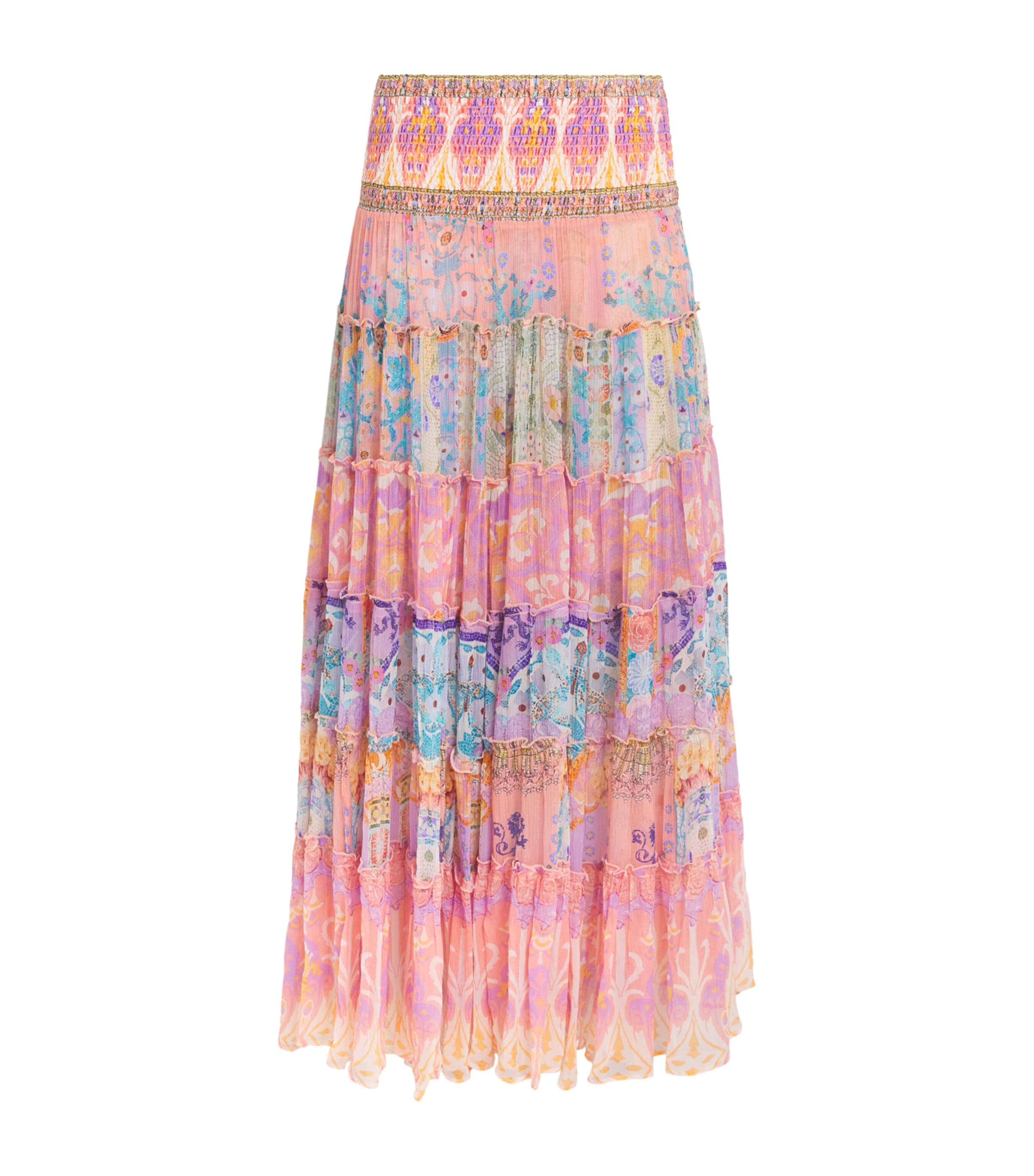 Camilla Silk Tiered Maxi Skirt Howdy Gaudi