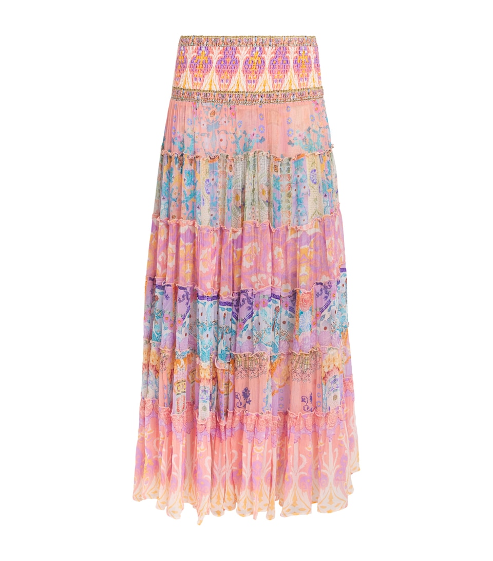 Camilla Silk Tiered Maxi Skirt Howdy Gaudi