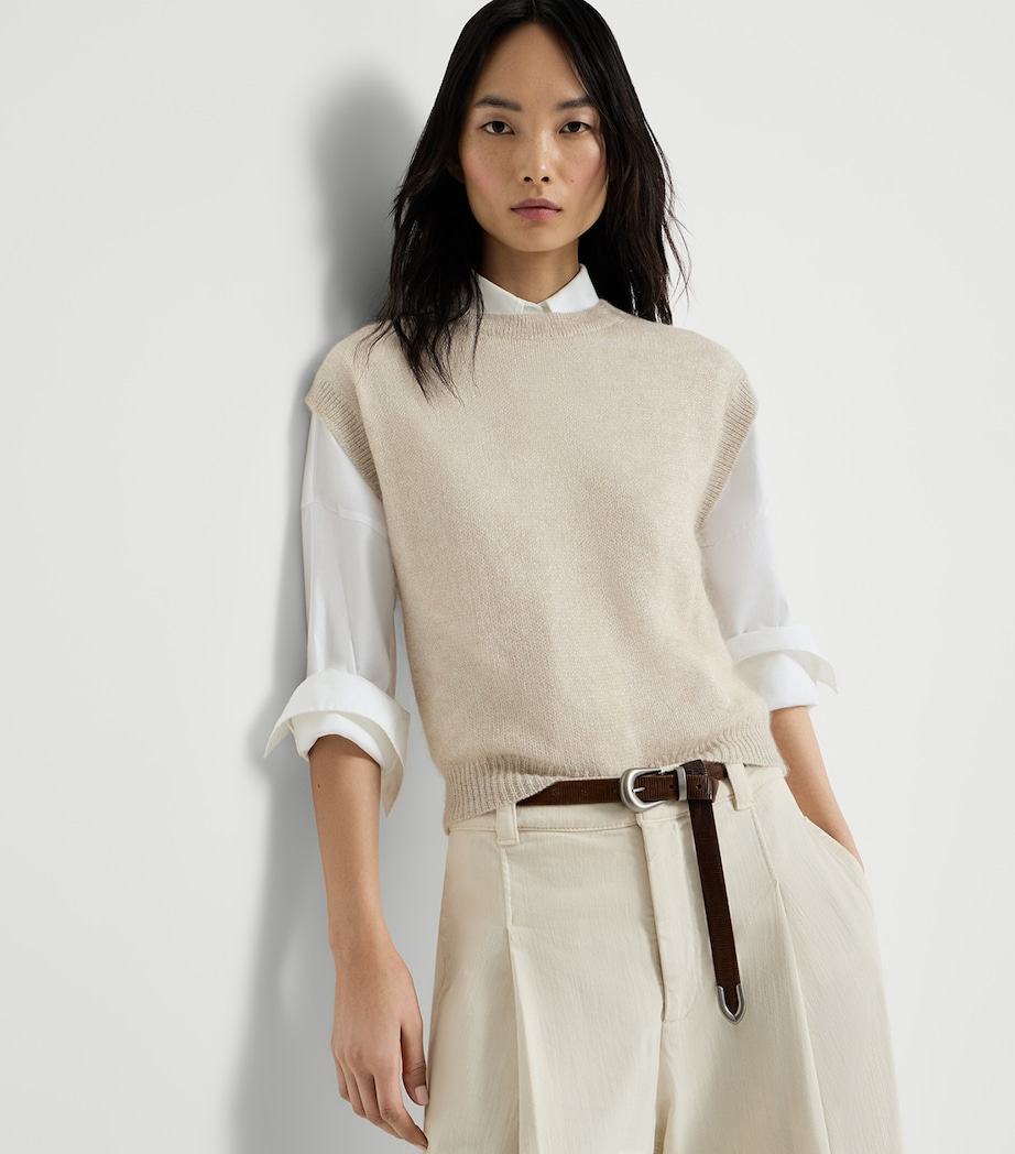 Brunello Cucinelli Womens Mohair-Blend Sweater Vest Avorio Image 2