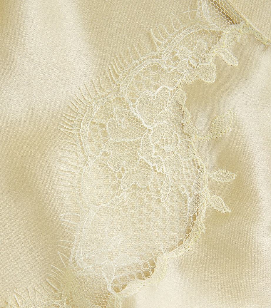 Carine Gilson Womens Silk Lace-Trim Louise Camisole Lime / Citron Image 6