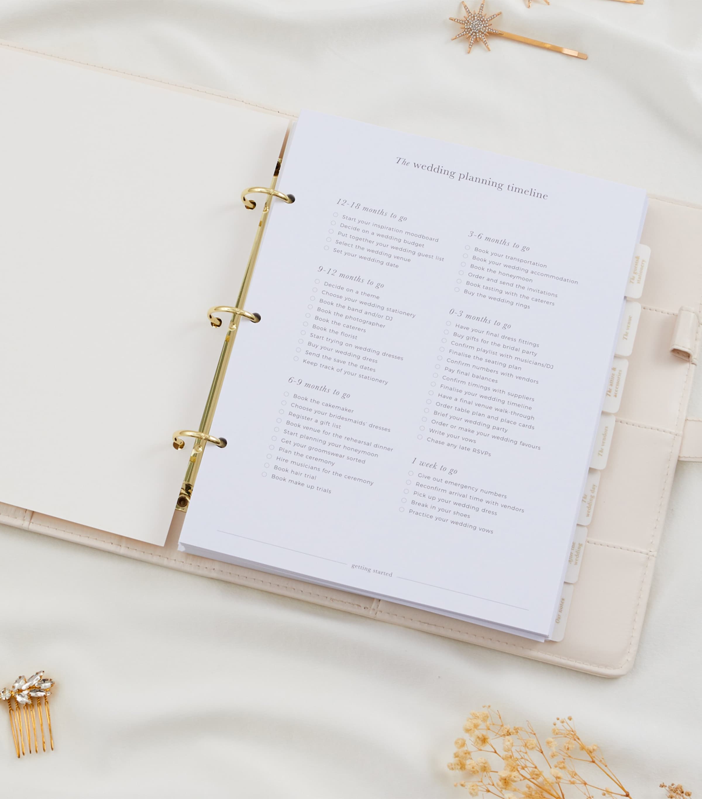 Blush and Gold Our Wedding Planner Binder White, Gold Image 7