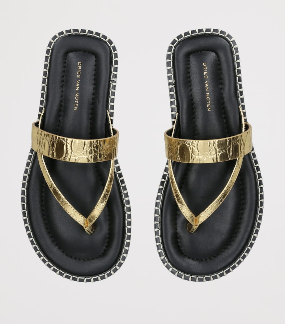 DRIES VAN NOTEN Calfskin Contrast Sandals Gold Image 4