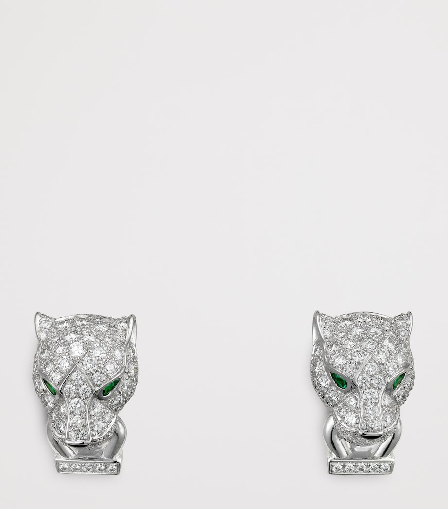 Cartier White Gold, Diamond, Emerald and Onyx Panthère de Cartier Earrings White Gold Image 3