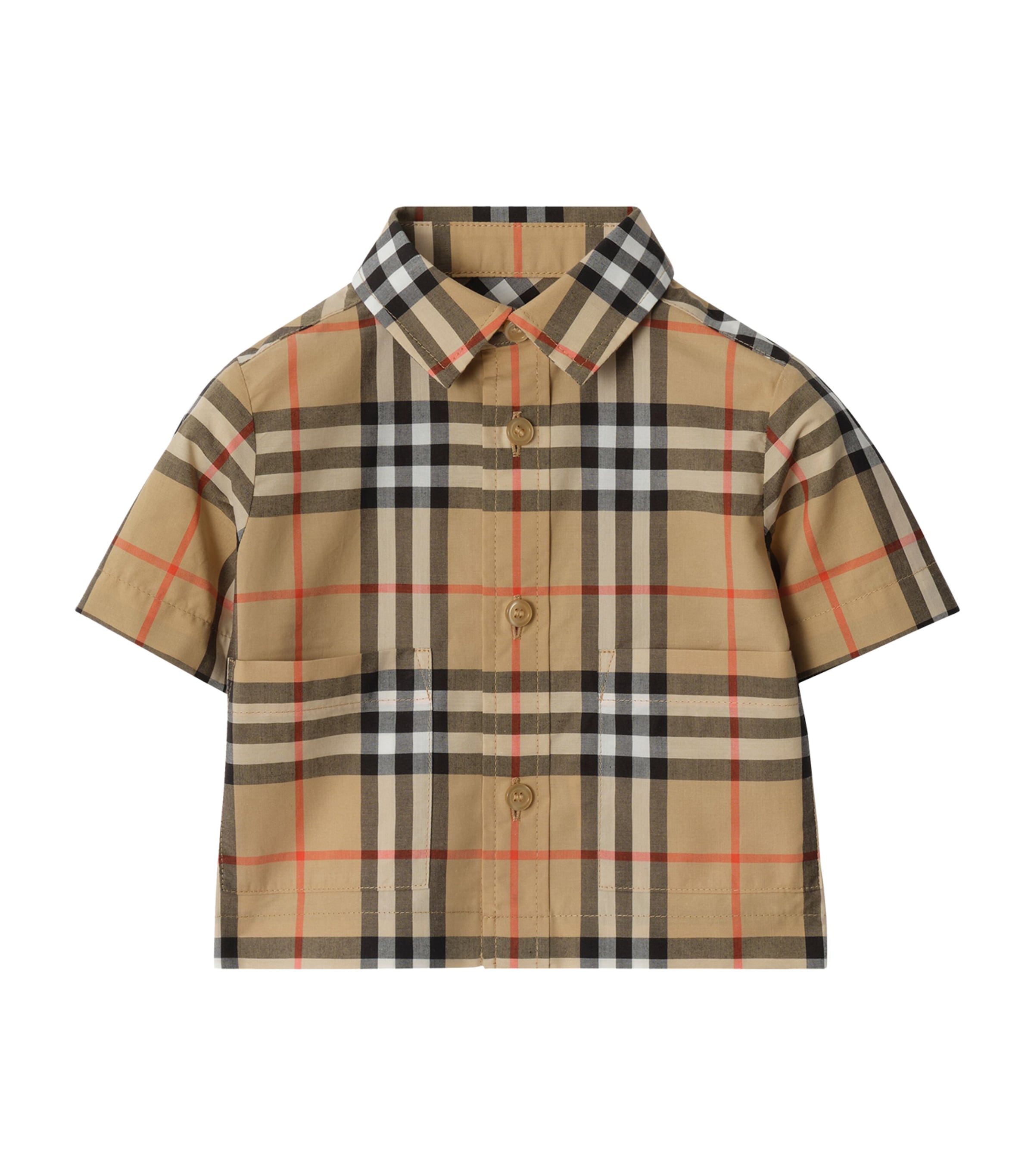 Burberry Kids Cotton Check Shirt and Shorts Set (6-36 Months) Sand Ip Check Image 1
