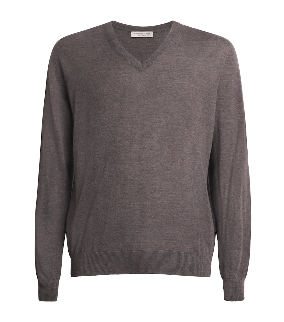 Superfine Cashmere V-Neck Sweater HB7092 ASH Image 1