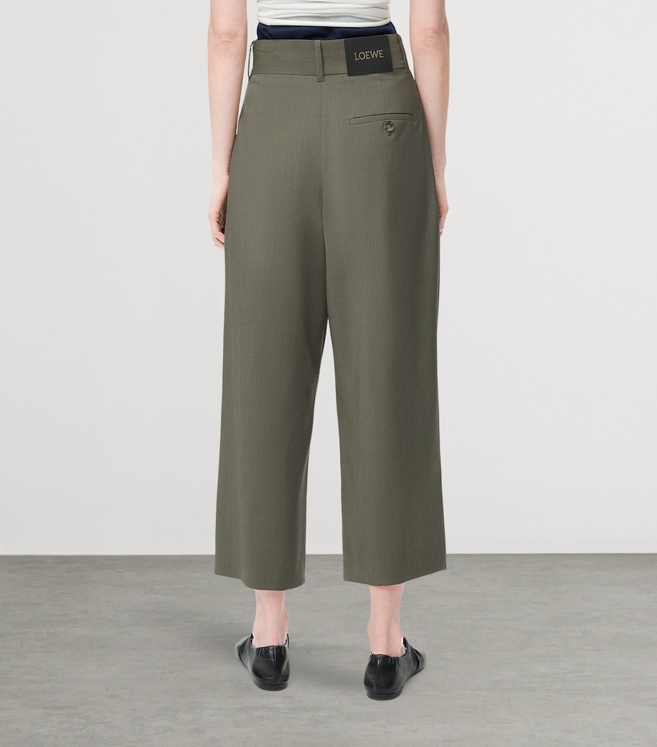 Wool Cropped Wrap Trousers KHAKI GREEN Image 4