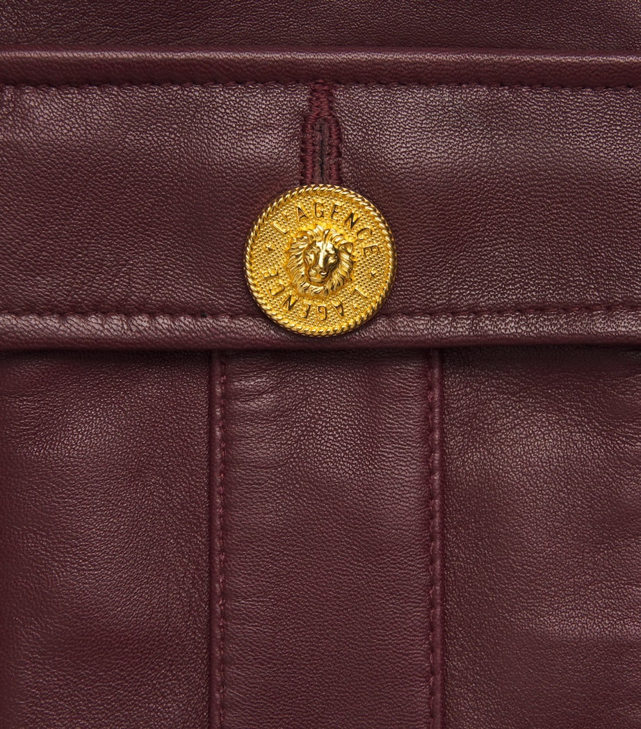 Leather Collarless Deidra Jacket BLACK CHERRY Image 5