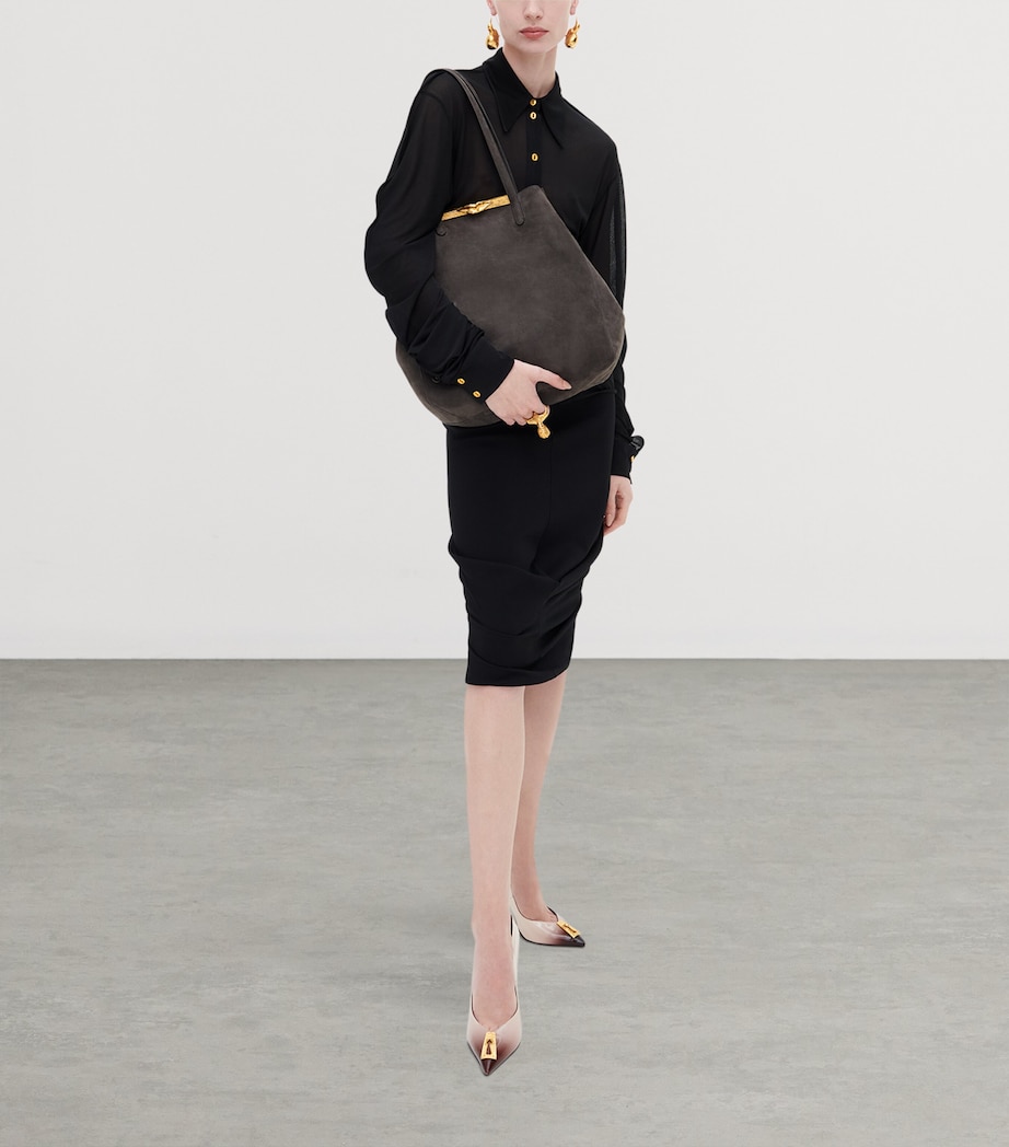 Schiaparelli Lambskin Mouth Tote Bag Dark Grey Image 2