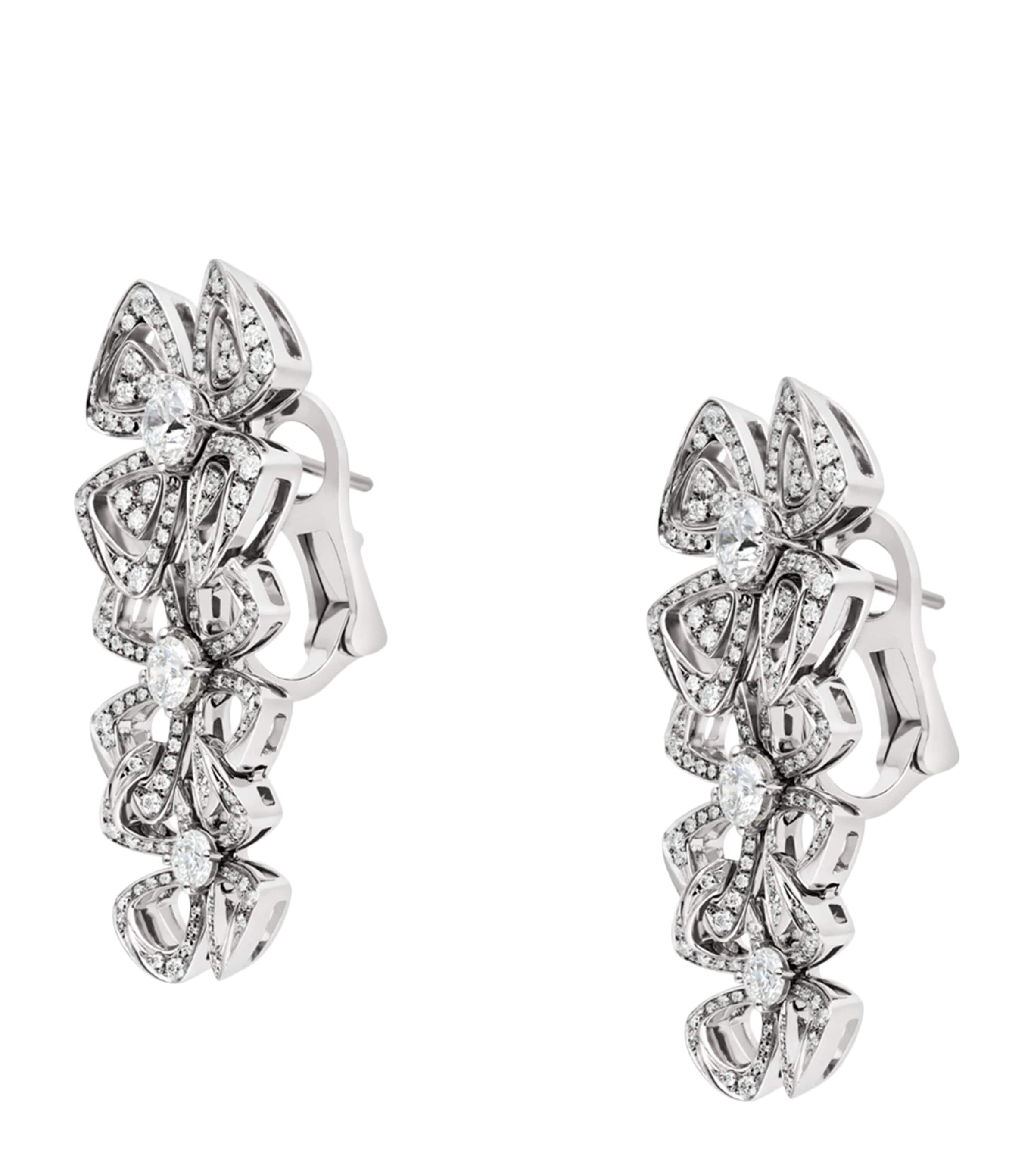 Bvlgari White Gold and Diamond Fiorever Pendant Earrings White Gold Image 2