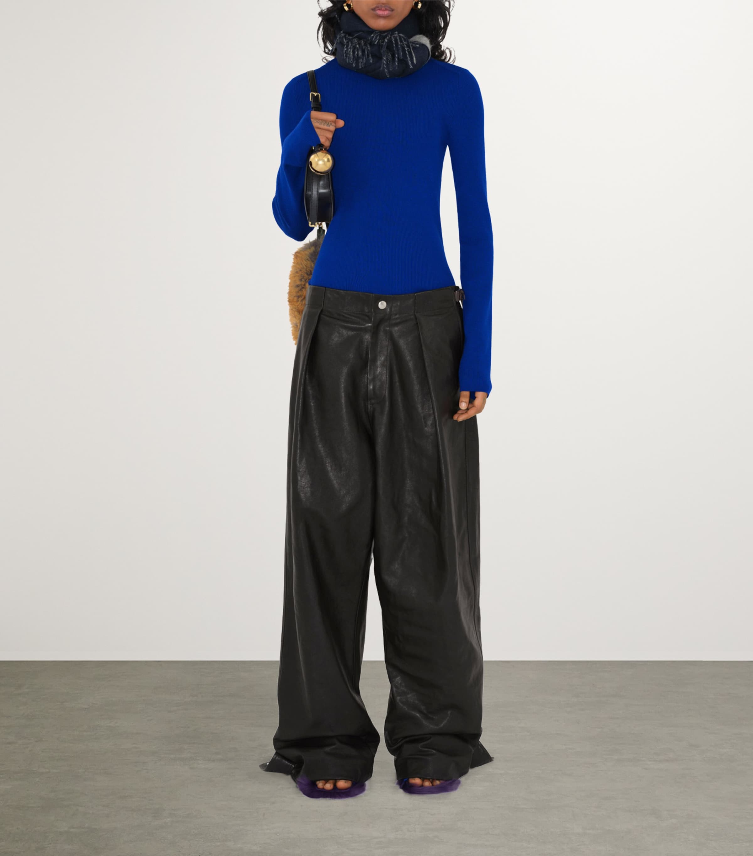 Cashmere Reversible Scarf GREY / NAVY Image 6