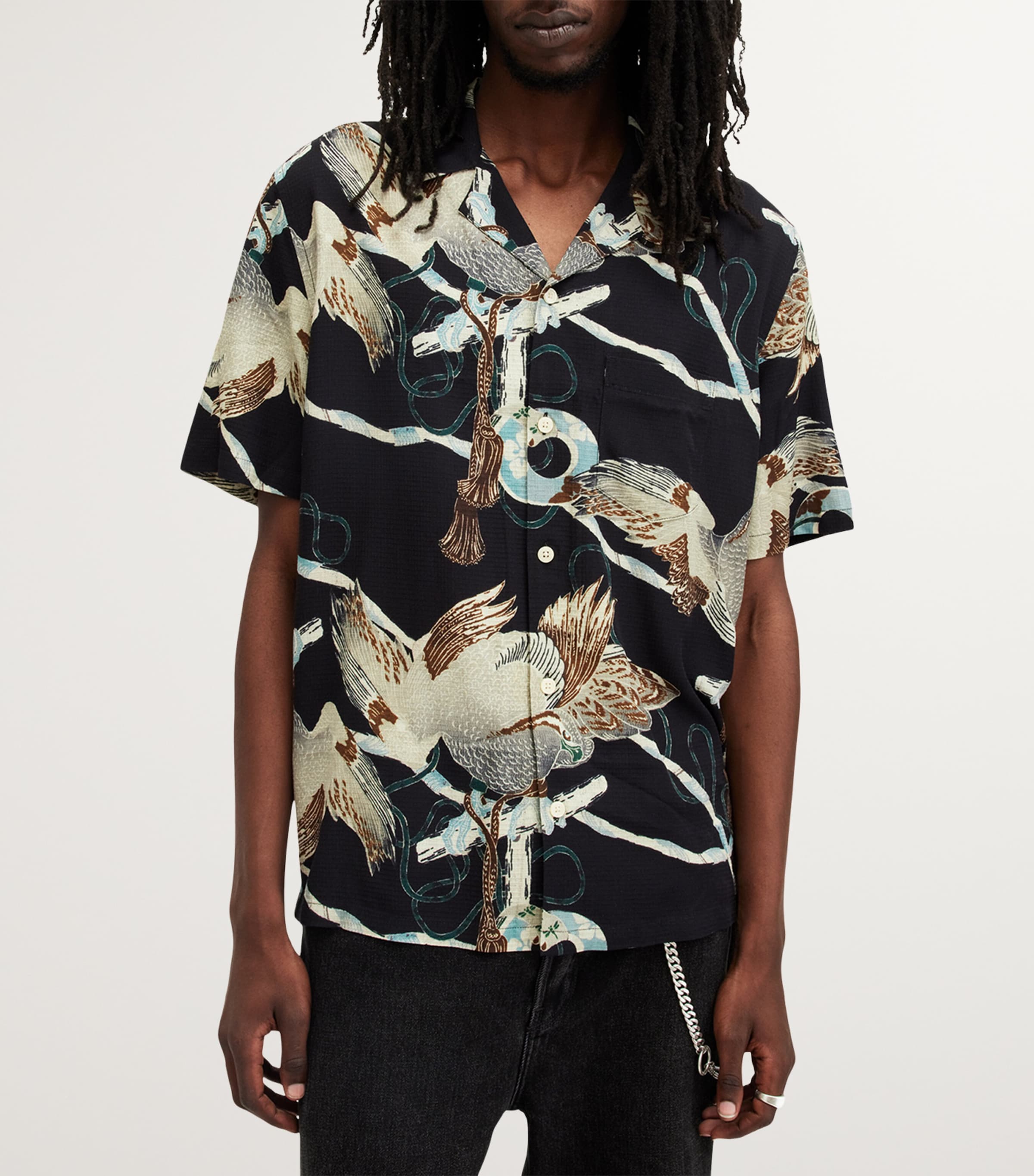 Printed Buzzard Shirt JET BLACK Image 4