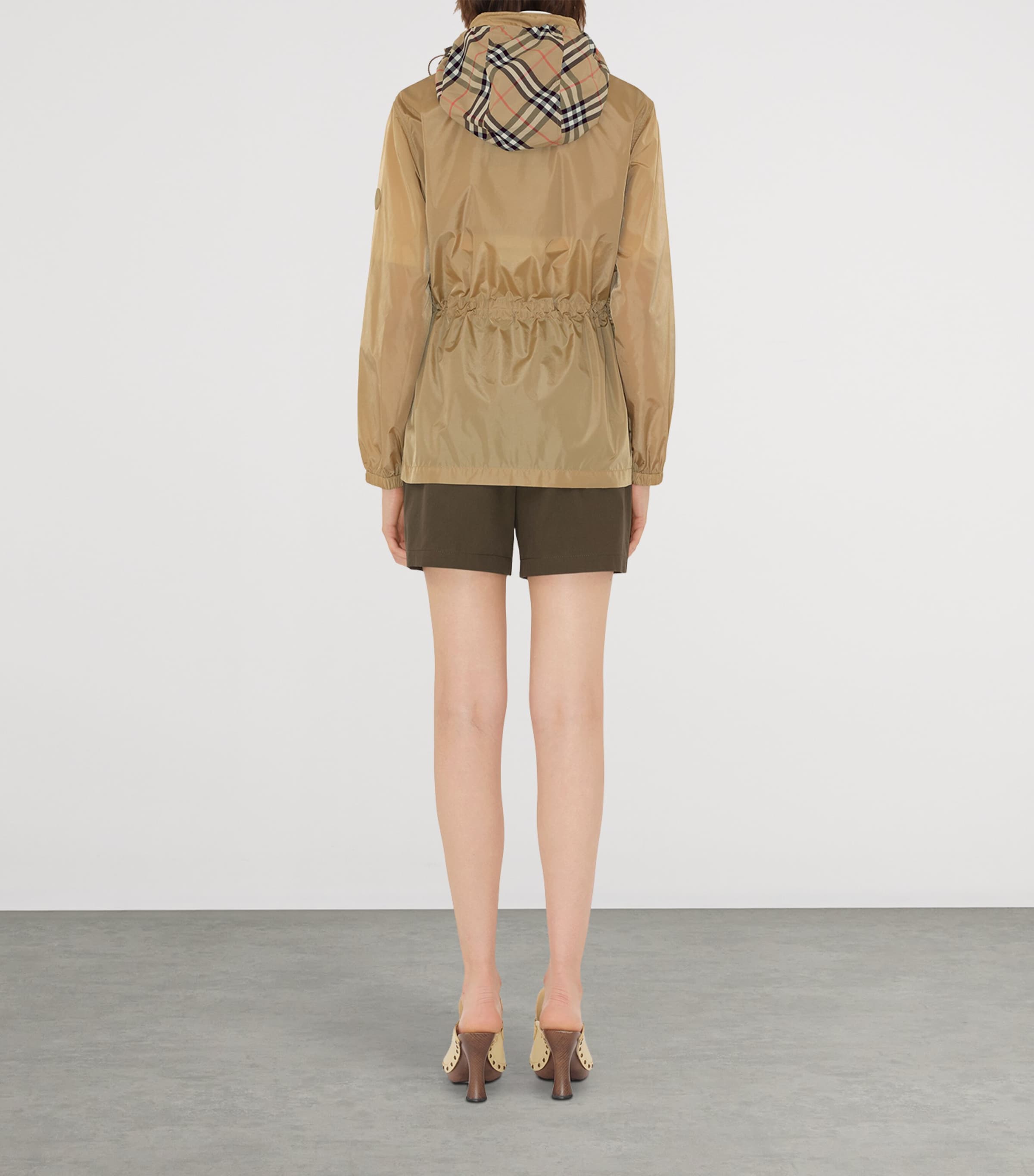 Technical Adaptable Check-Trim Parka FLAX Image 4