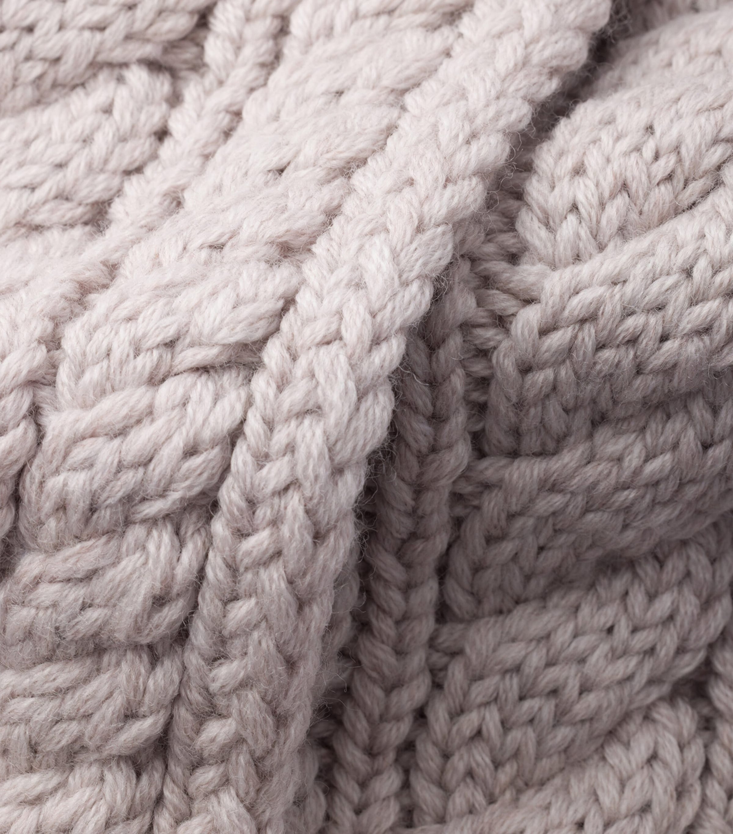 Prada Virgin Wool Cable-Knit Scarf Neutral Image 2