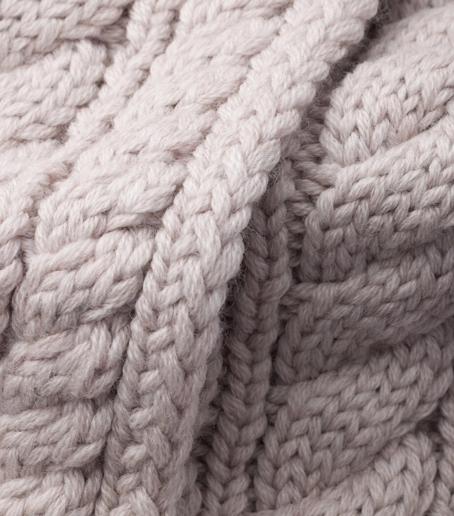 Prada Virgin Wool Cable-Knit Scarf Neutral Image 2