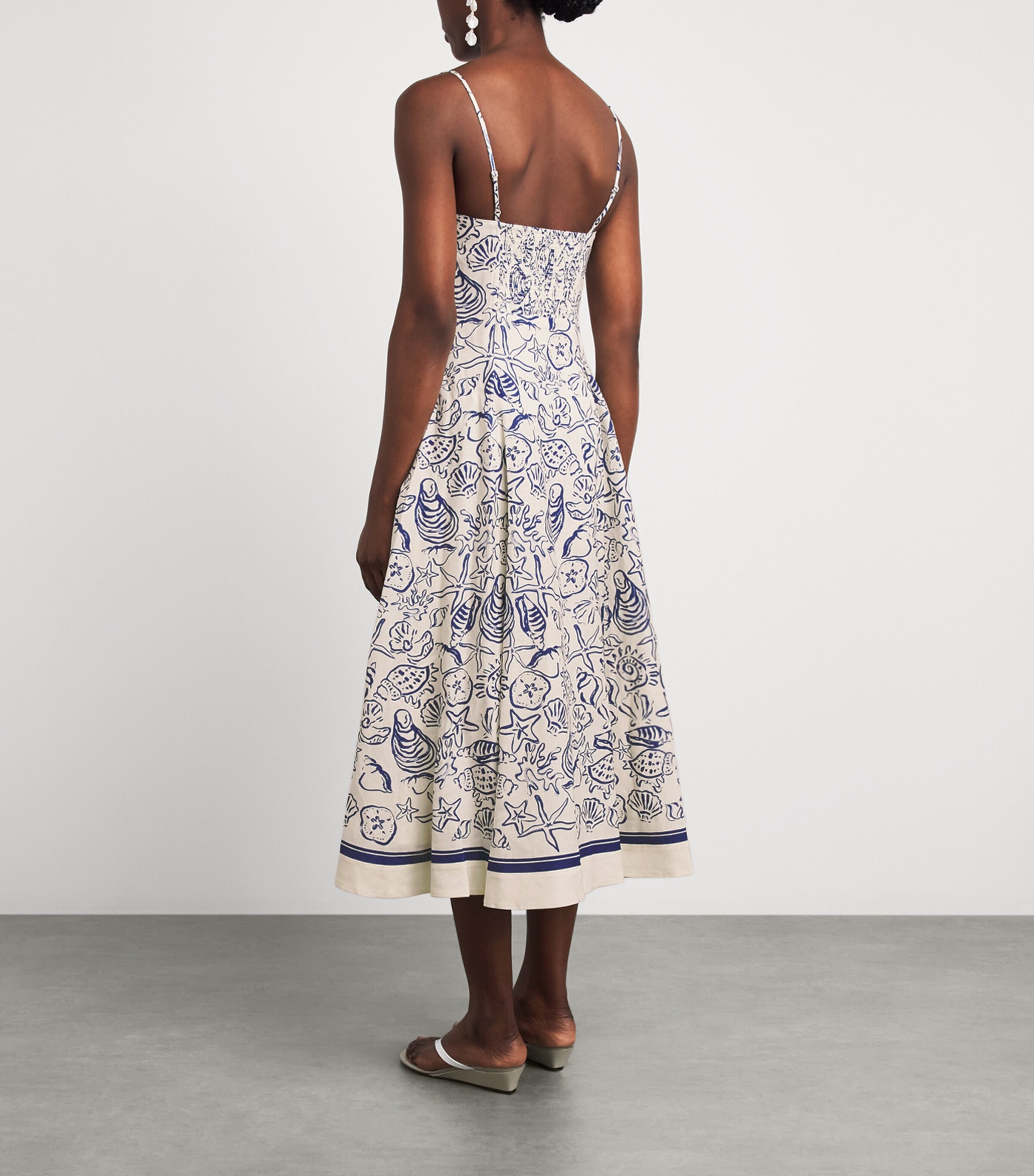Simkhai Womens Linen-Blend Analise Midi Dress Blueberry Multi Image 4
