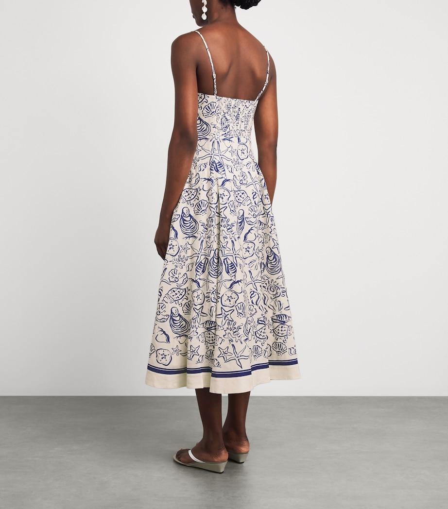 Simkhai Womens Linen-Blend Analise Midi Dress Blueberry Multi Image 4