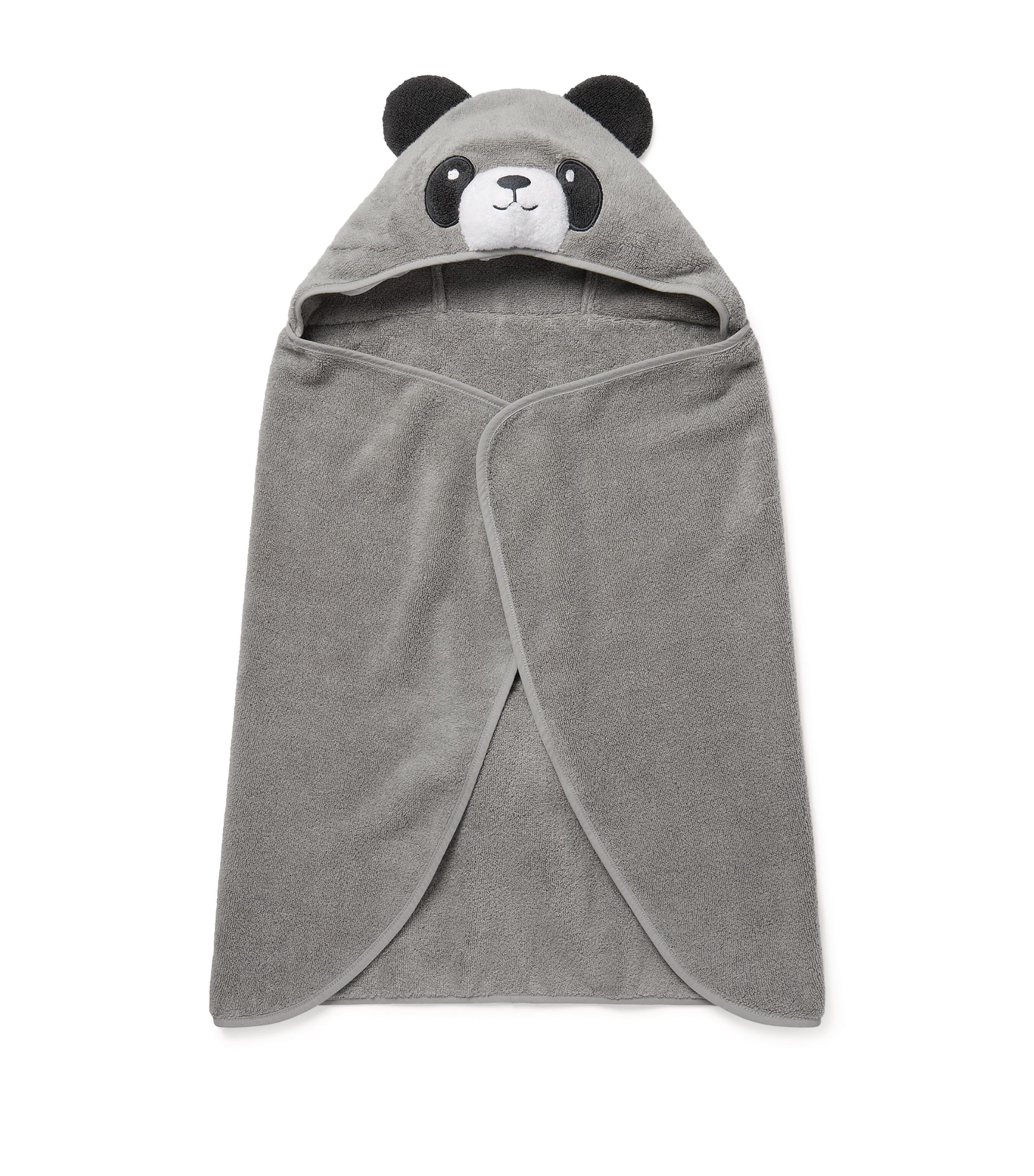 Panda Hooded Towel GREY Image 1