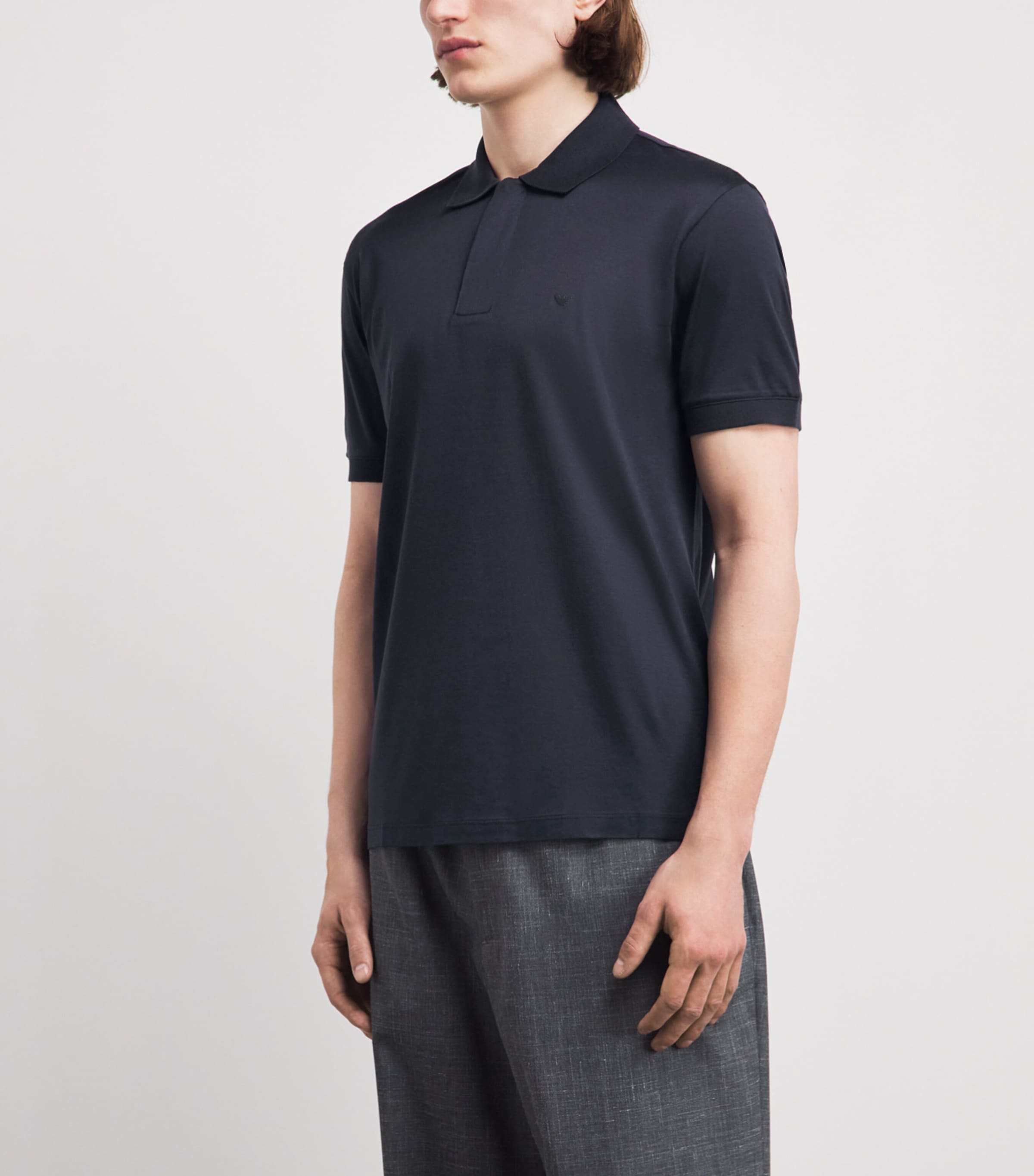 Emporio Armani Mens Concealed-Placket Logo Polo Shirt Image 4