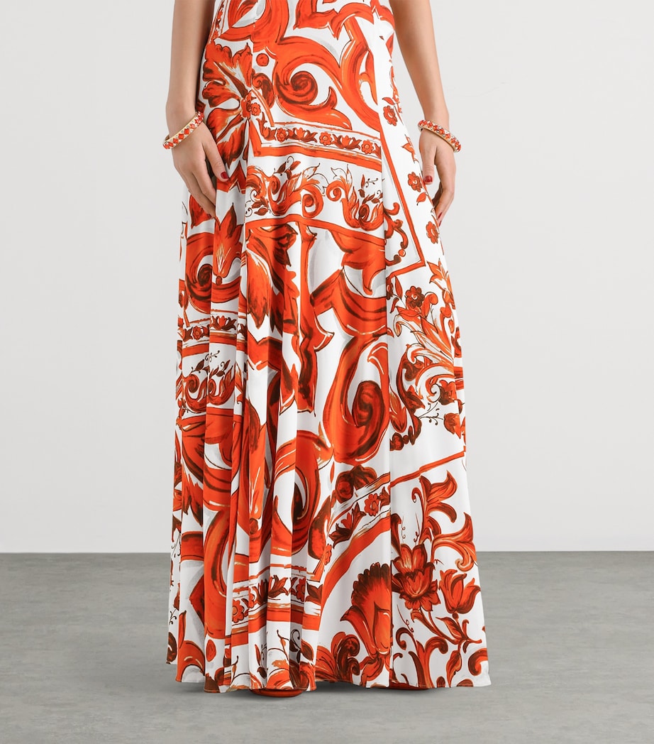 Dolce&Gabbana Womens Silk Majolica Print Maxi Dress Mix Maiolica O Image 4