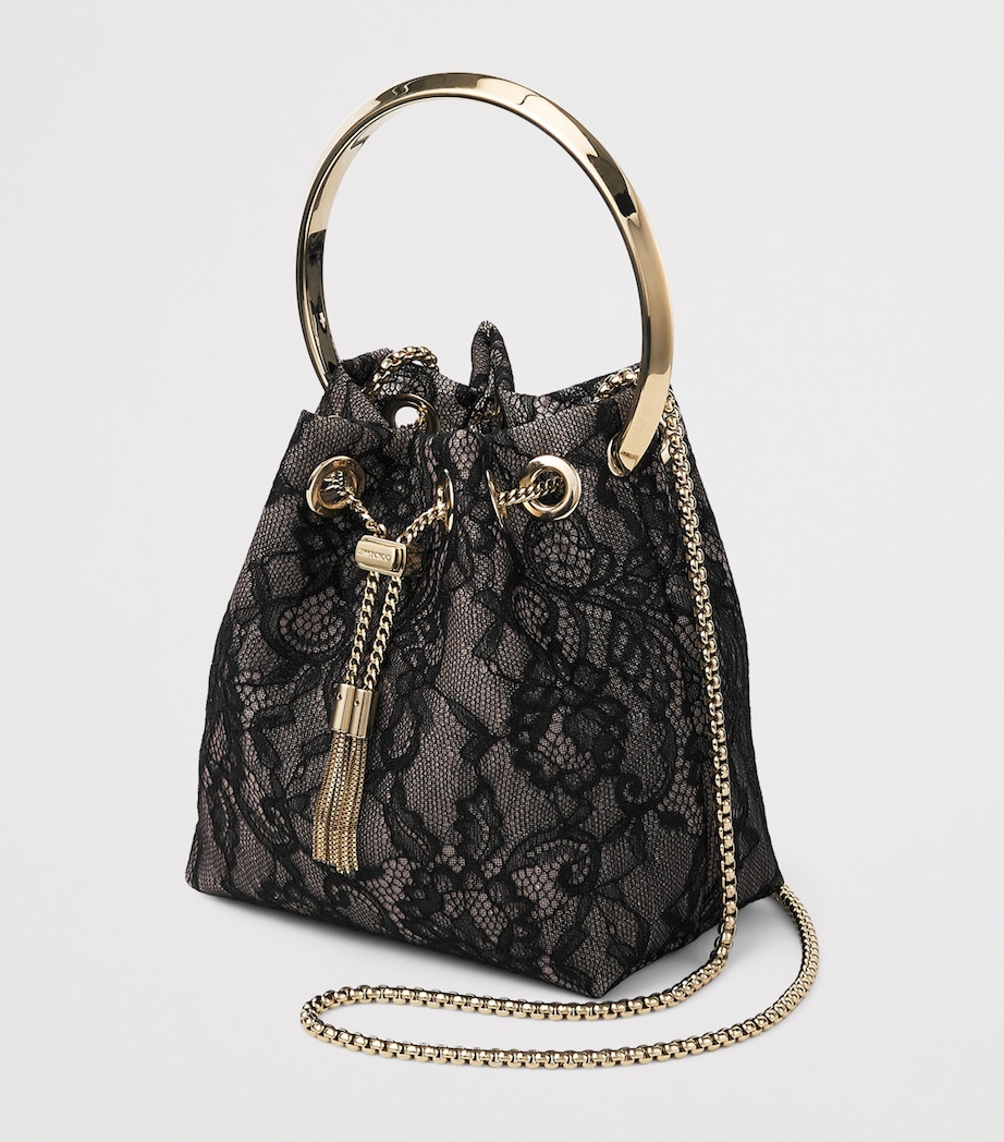 Jimmy Choo Lace Bon Bon Top-Handle Bag Black/light Gold Image 3