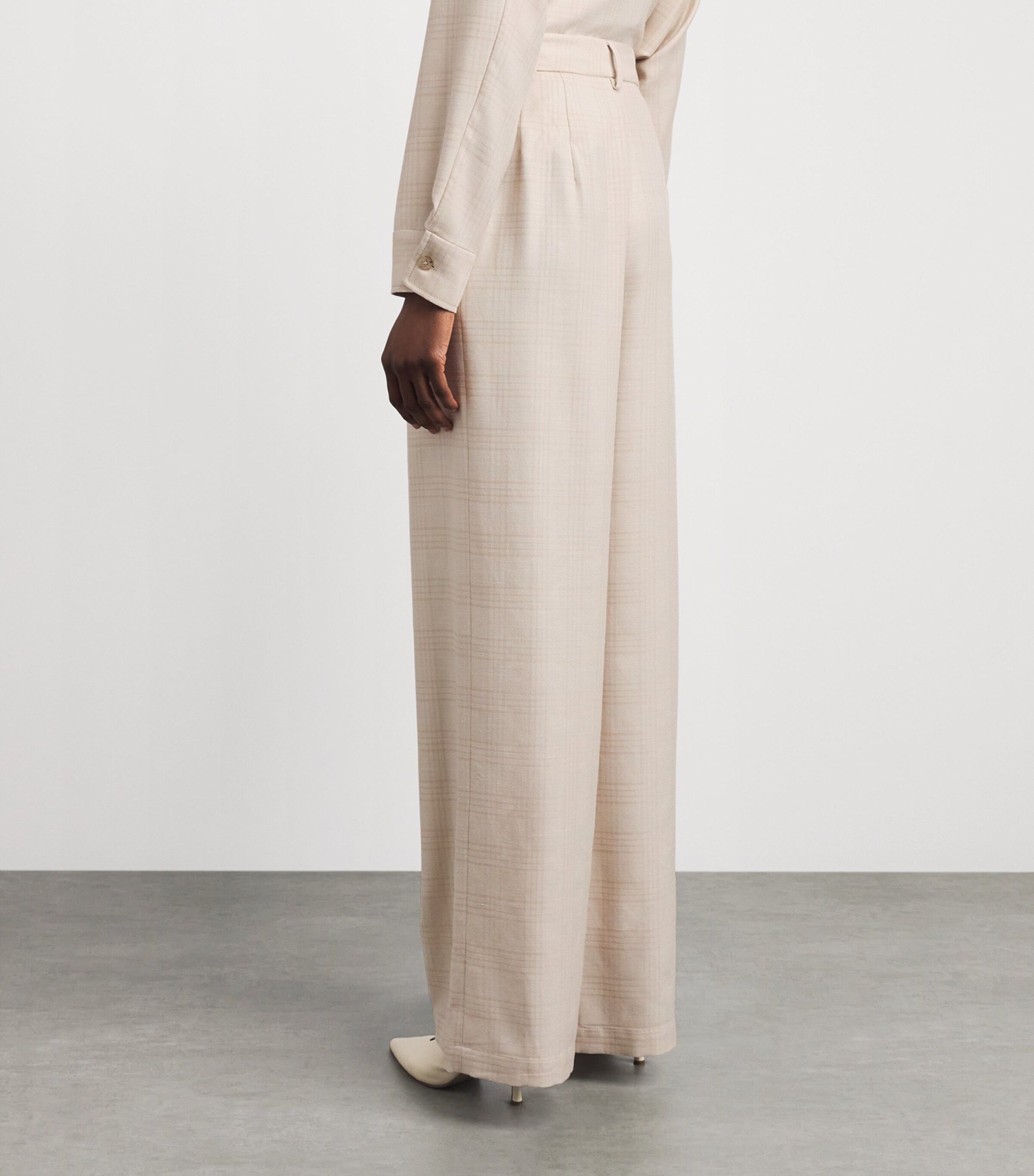 Colombo Womens Cashmere-Silk Wide-Leg Trousers Sand Image 5